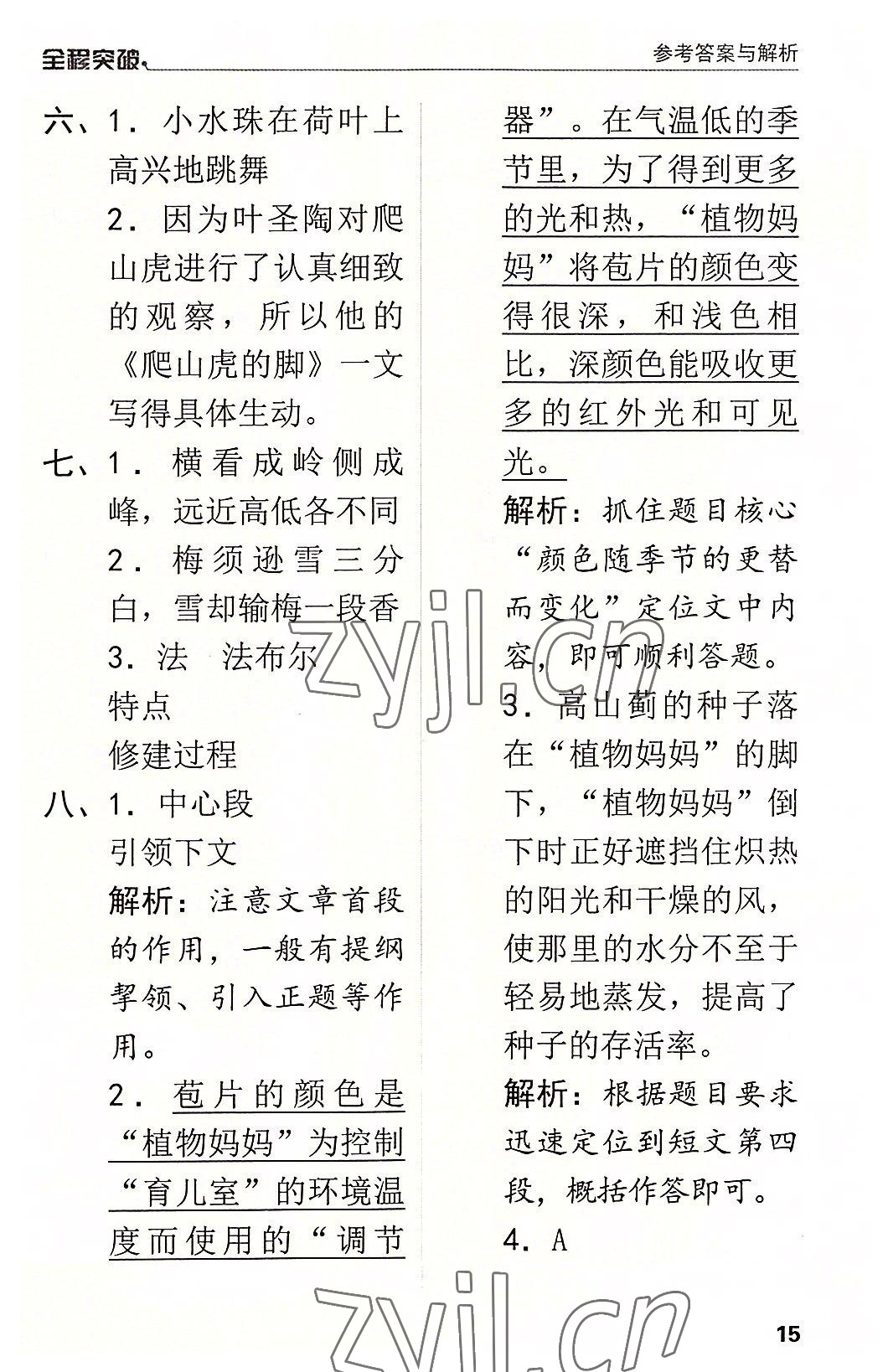 2022年全程突破四年級語文上冊人教版 第15頁