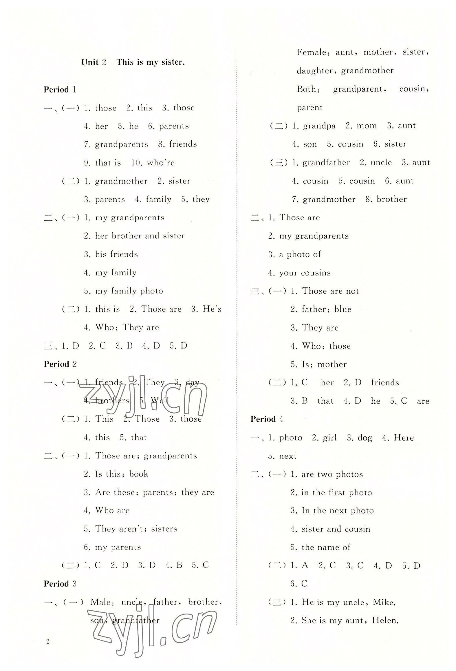 2022年同步練習(xí)冊(cè)智慧作業(yè)七年級(jí)英語(yǔ)上冊(cè)人教版 參考答案第2頁(yè)