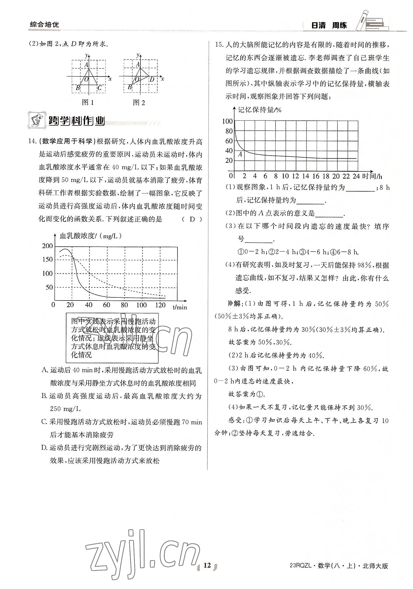 2022年日清周練八年級(jí)數(shù)學(xué)上冊(cè)北師大版 參考答案第12頁(yè)