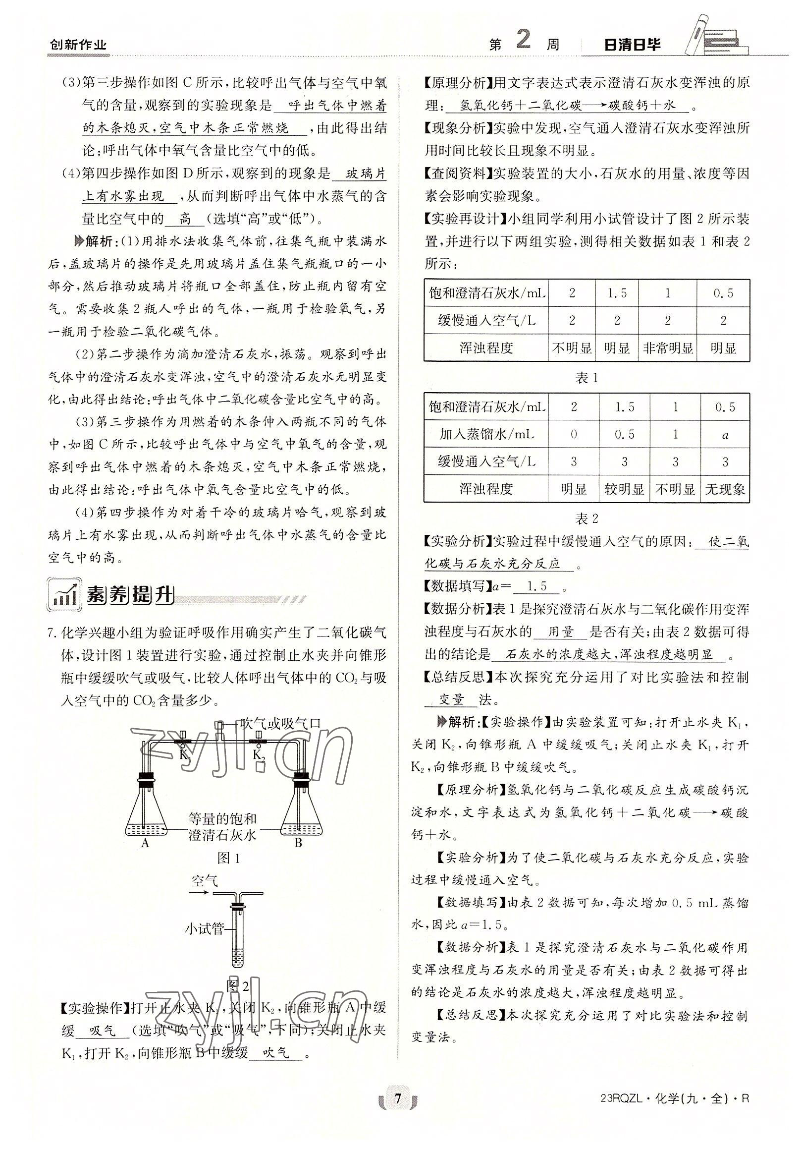 2022年日清周練九年級化學(xué)全一冊人教版 參考答案第7頁