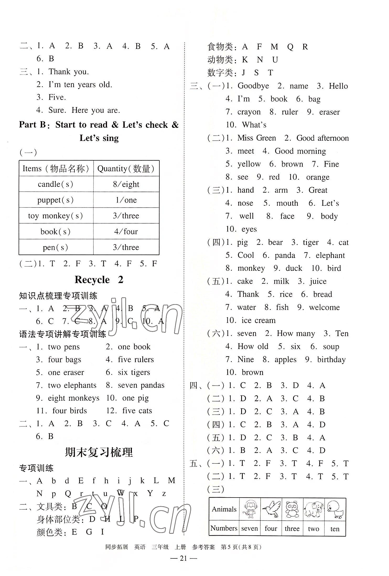 2022年同步拓展三年級英語上冊人教版中山專版 第5頁