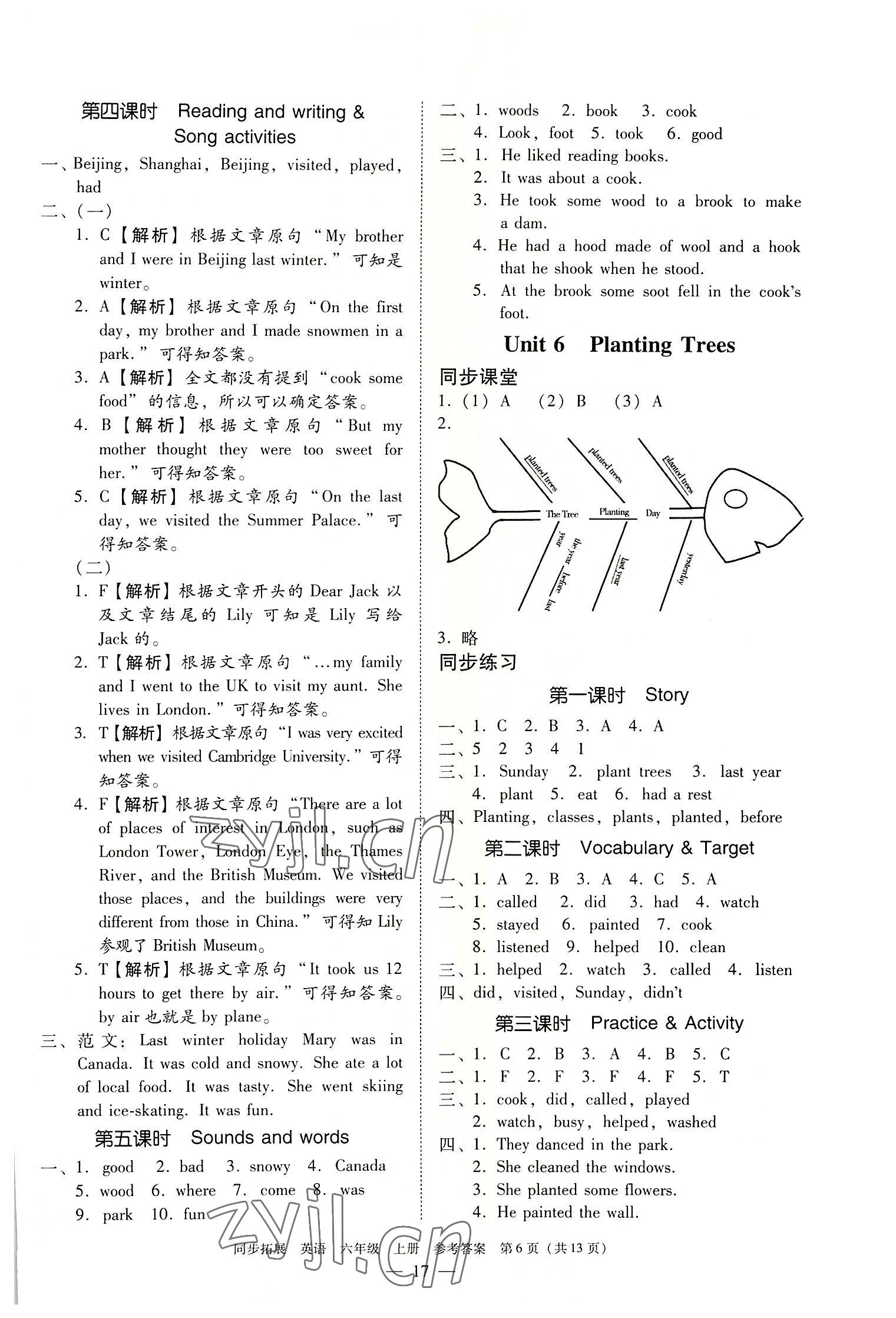 2022年同步拓展六年級(jí)英語(yǔ)上冊(cè)粵人版 參考答案第6頁(yè)