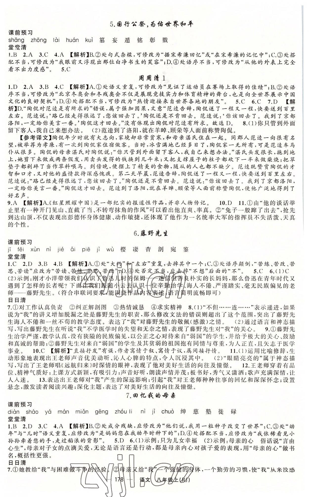 2022年四清導(dǎo)航八年級語文上冊人教版黃石專版 第2頁