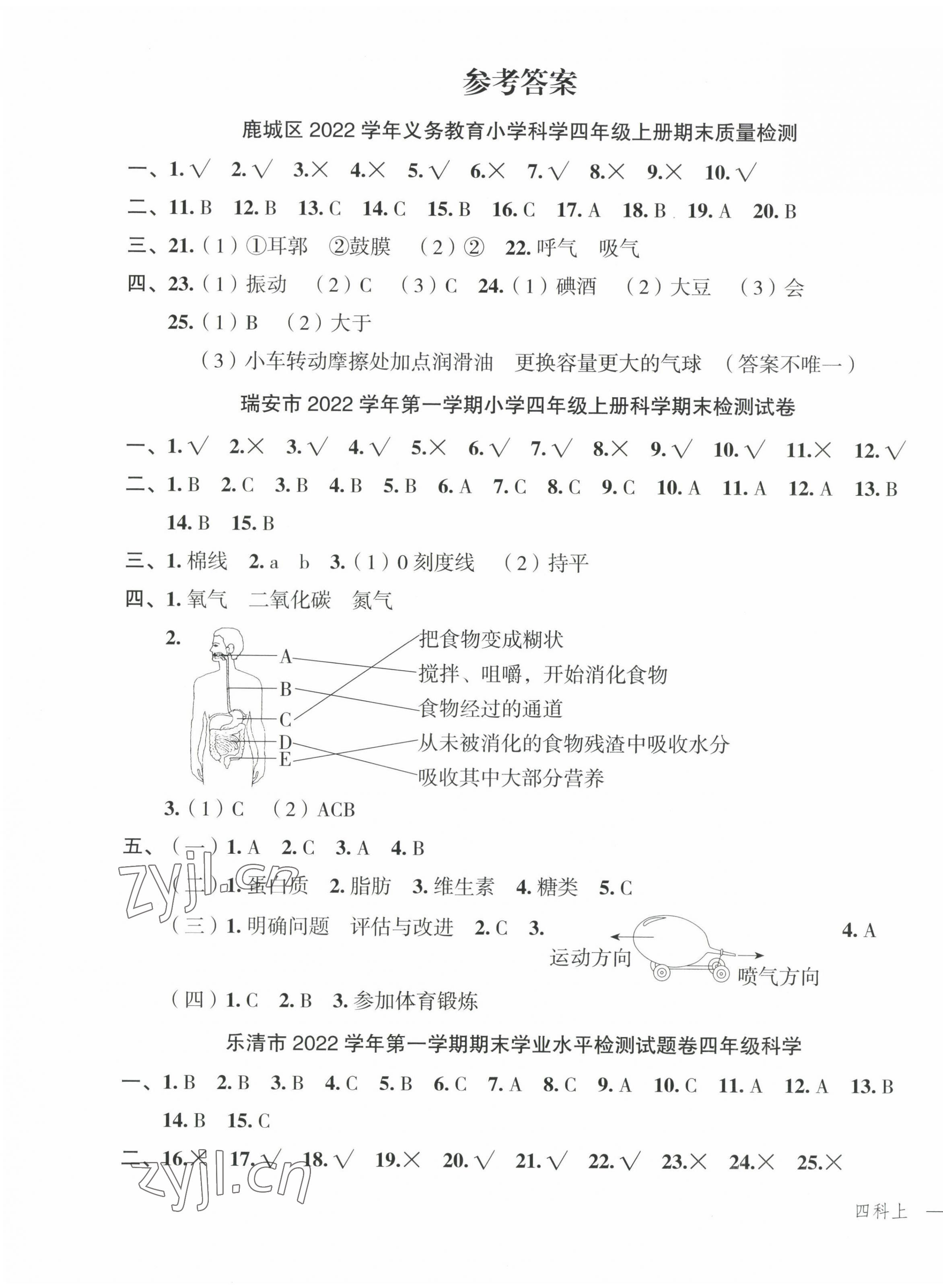 2022年名師面對(duì)面先學(xué)后練四年級(jí)科學(xué)上冊(cè)教科版 參考答案第5頁