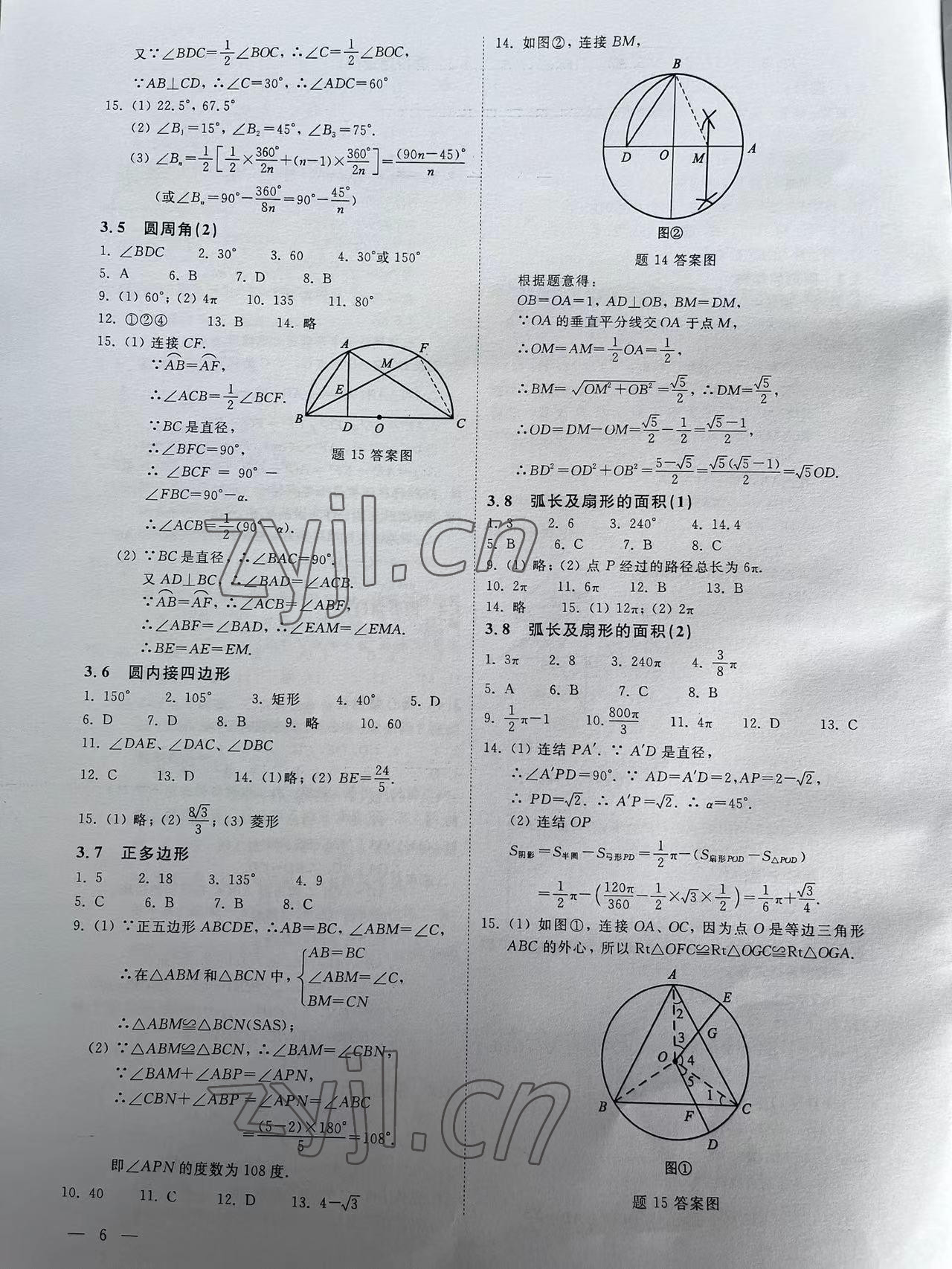 2022年輕負(fù)高效優(yōu)質(zhì)訓(xùn)練九年級(jí)數(shù)學(xué)浙教版 參考答案第6頁