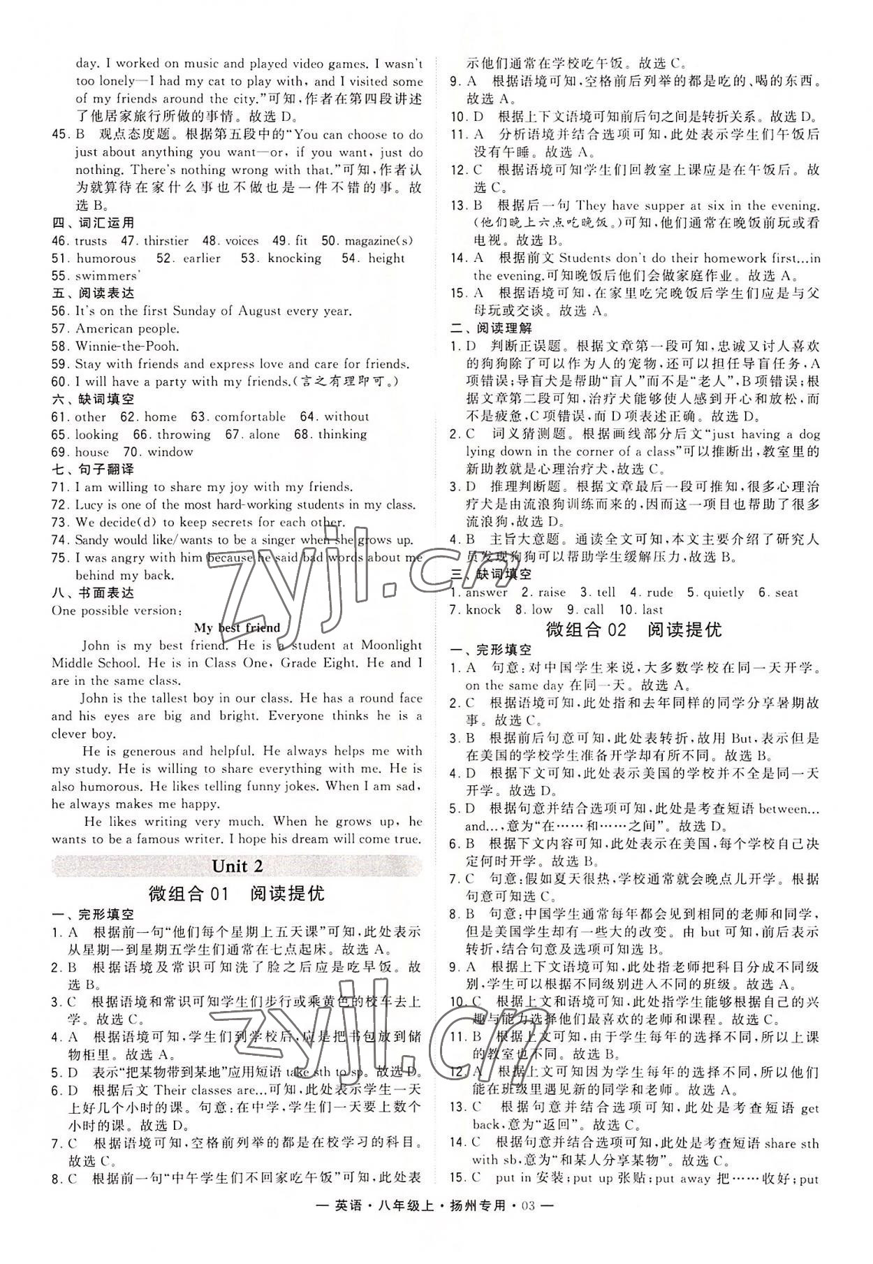 2022年學(xué)霸組合訓(xùn)練八年級(jí)英語(yǔ)上冊(cè)譯林版揚(yáng)州專用 第3頁(yè)