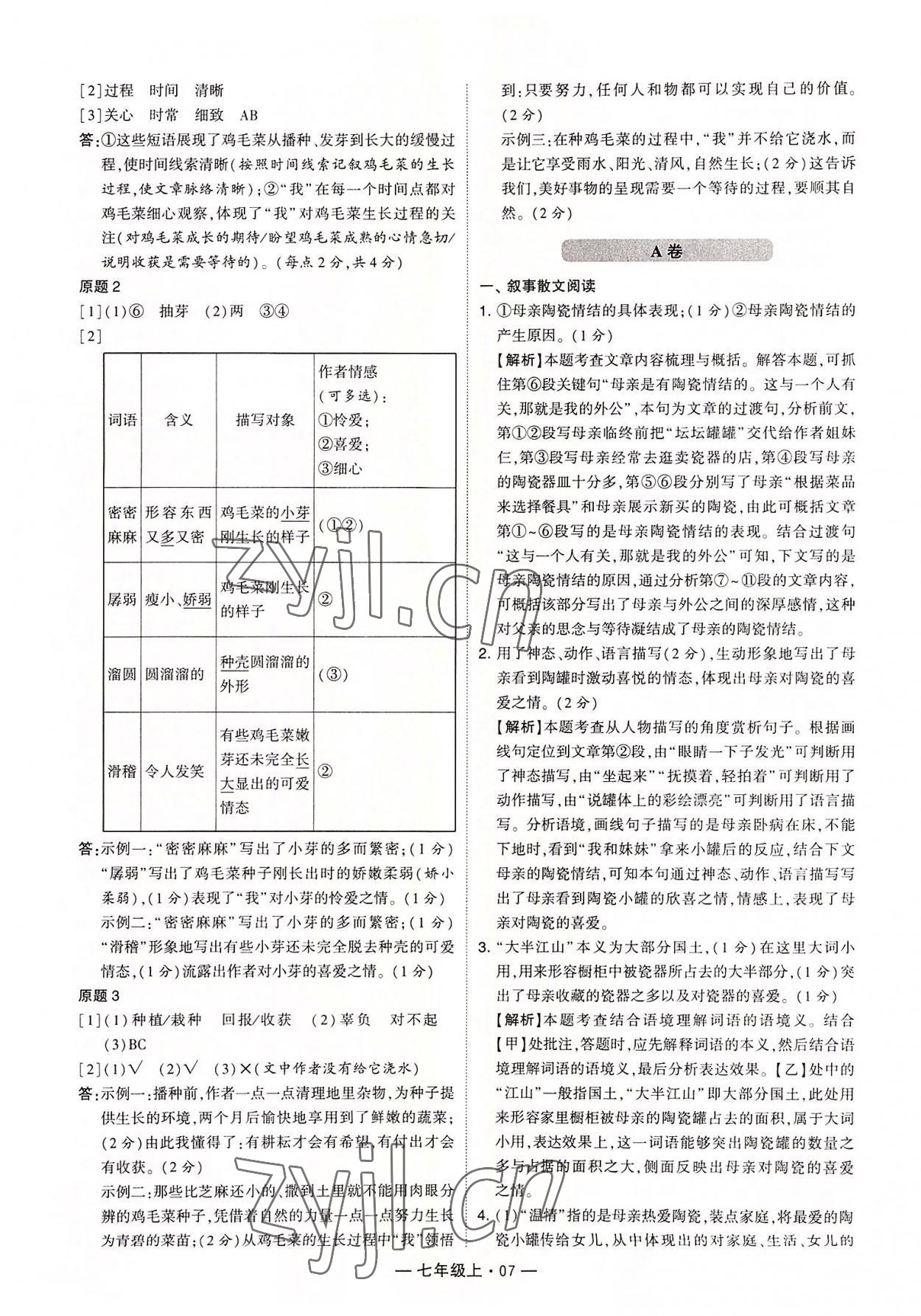 2022年学霸组合训练七年级语文上册人教版 第7页