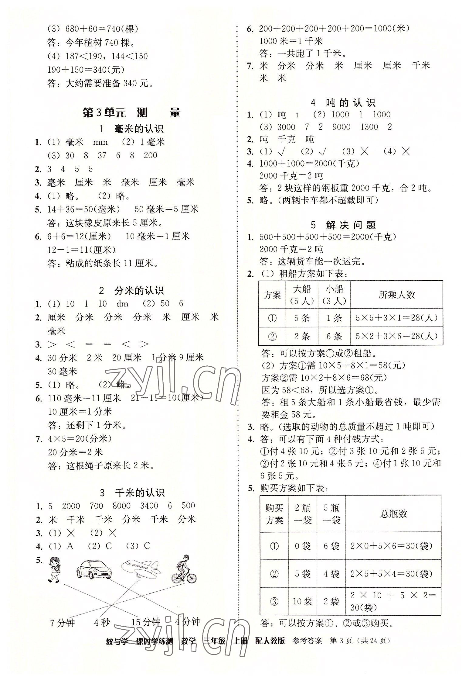 2022年教與學(xué)課時(shí)學(xué)練測(cè)三年級(jí)數(shù)學(xué)上冊(cè)人教版 第3頁(yè)