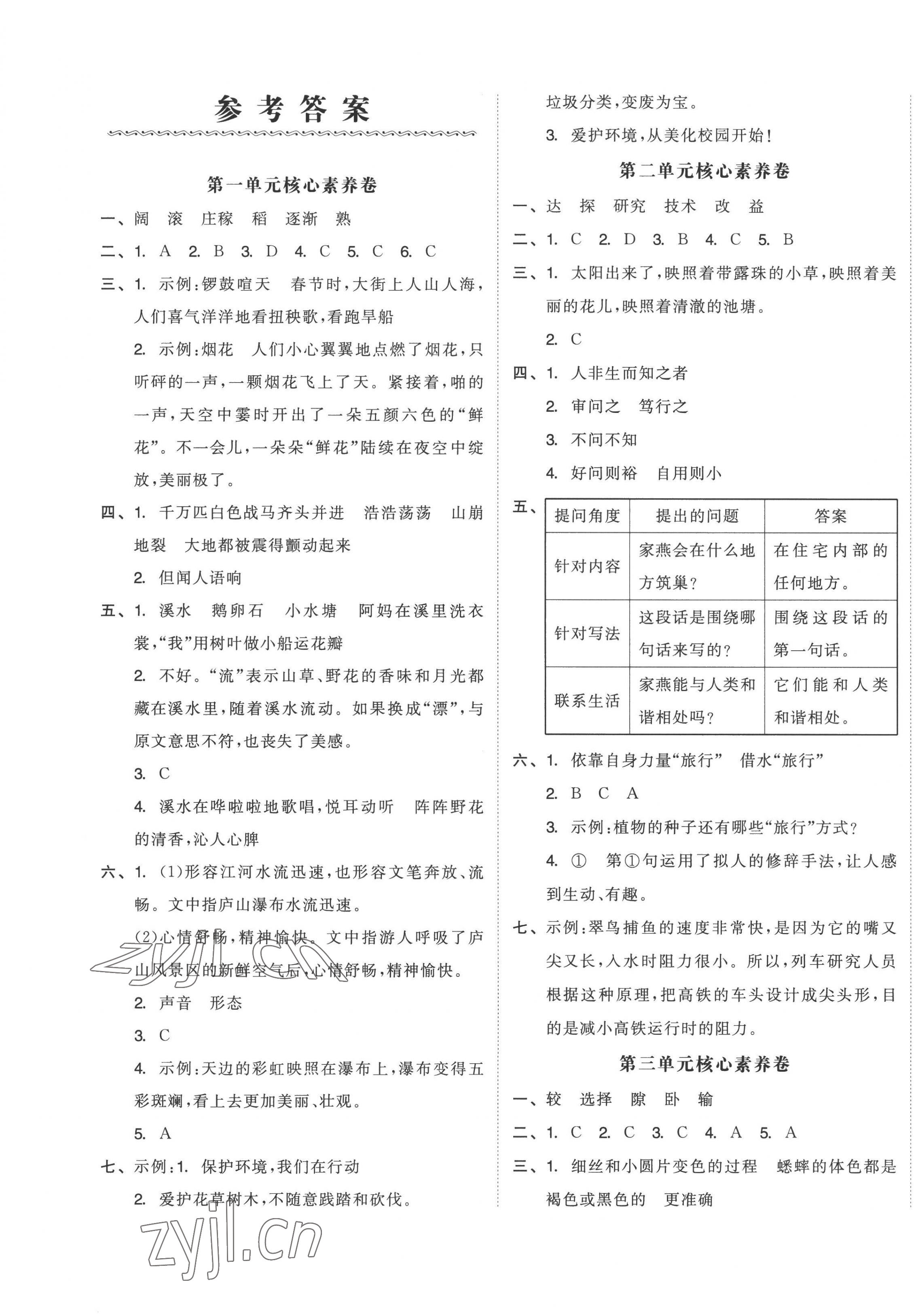 2022年全品小復(fù)習(xí)四年級語文上冊人教版 第1頁