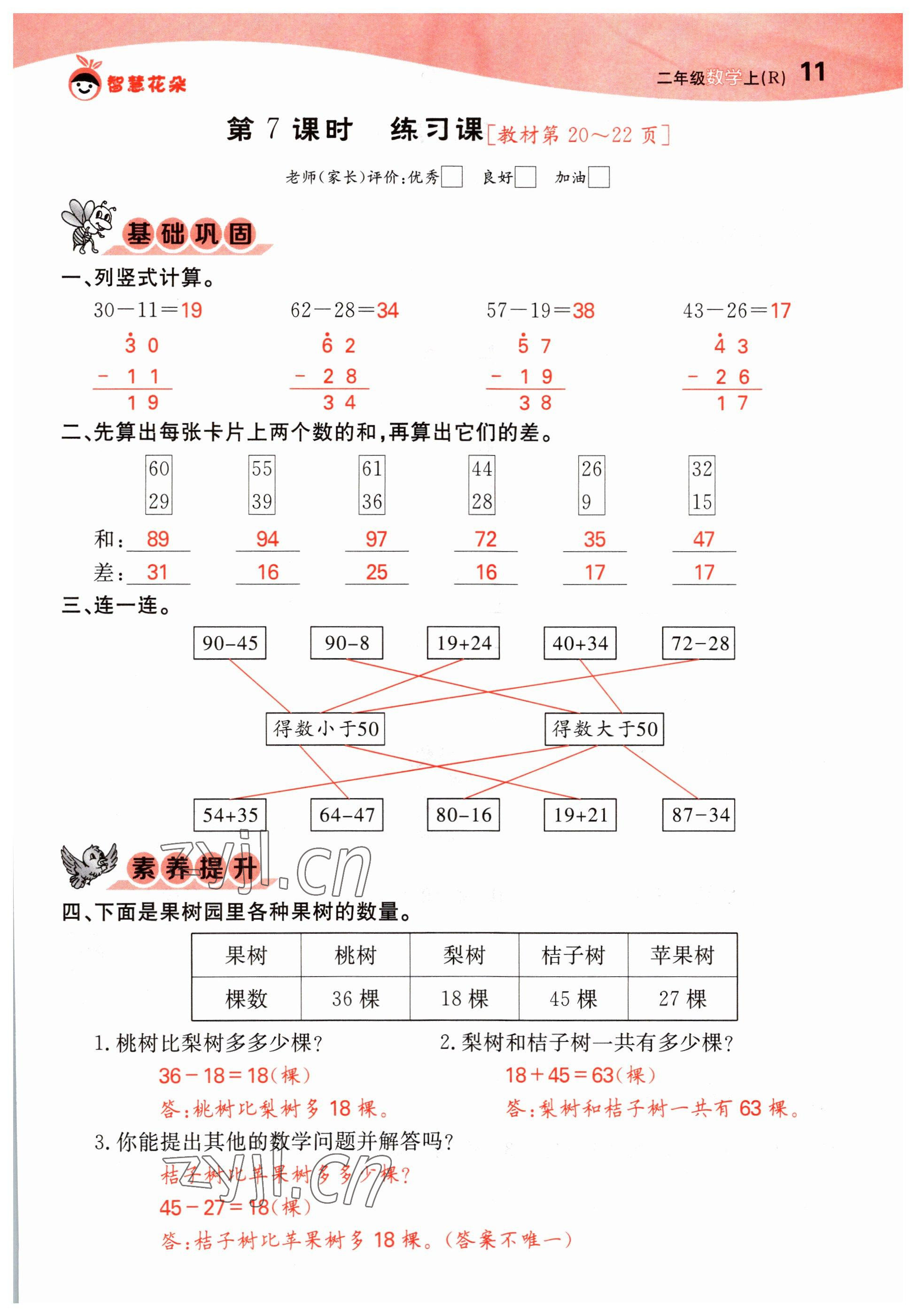 2022年智慧花朵二年級數學上冊人教版 參考答案第11頁
