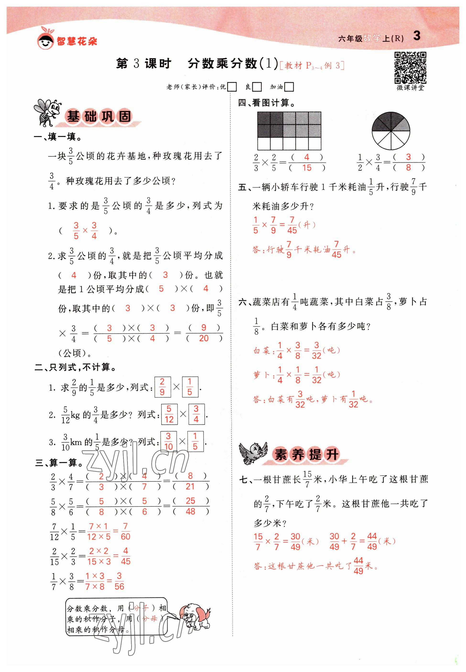 2022年智慧花朵六年級(jí)數(shù)學(xué)上冊(cè)人教版 參考答案第5頁(yè)