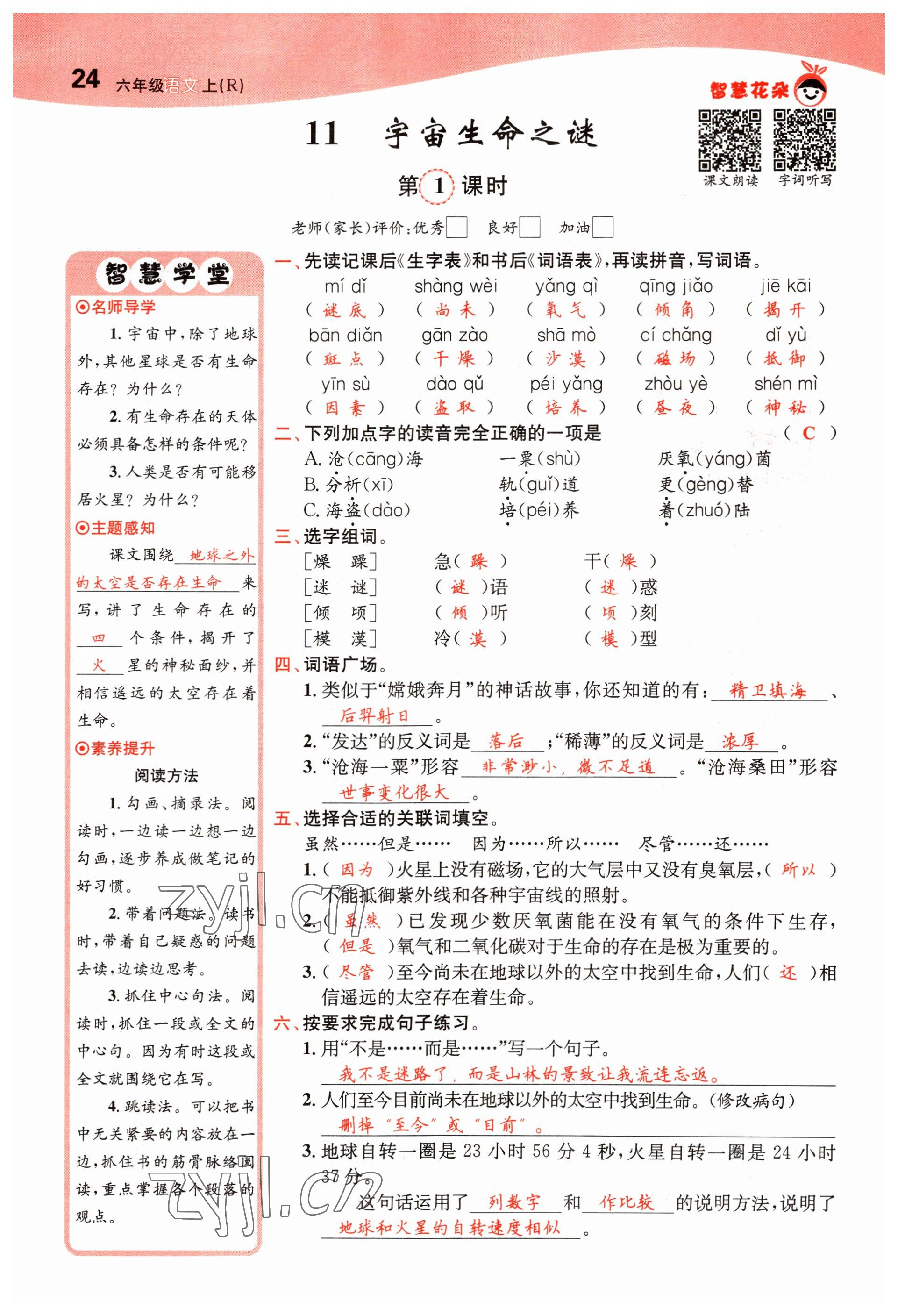 2022年智慧花朵六年級(jí)語(yǔ)文上冊(cè)人教版 第24頁(yè)