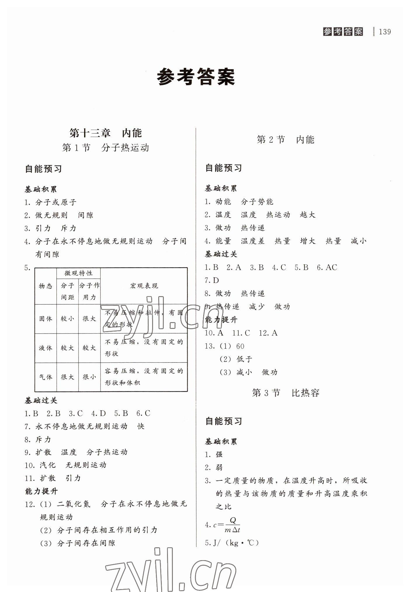 2022年自能导学九年级物理全一册人教版 第1页