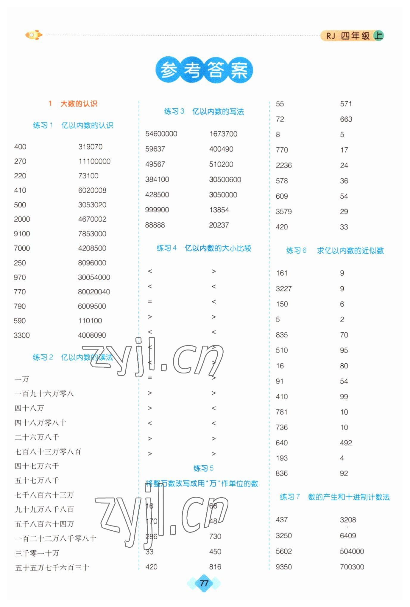 2022年口算題卡四年級(jí)數(shù)學(xué)上冊(cè)人教版 第1頁(yè)