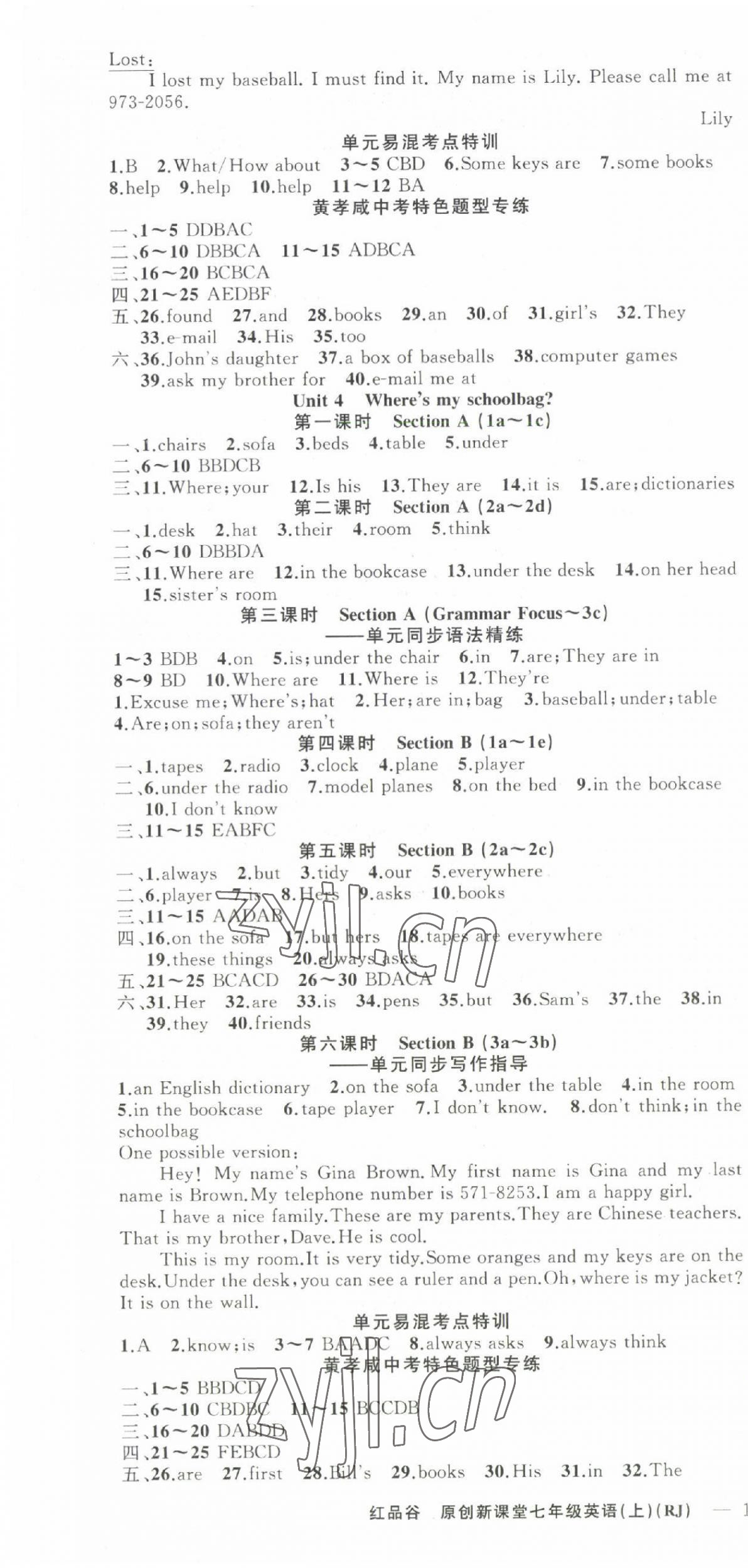 2022年原創(chuàng)新課堂七年級(jí)英語上冊(cè)人教版紅品谷 第4頁