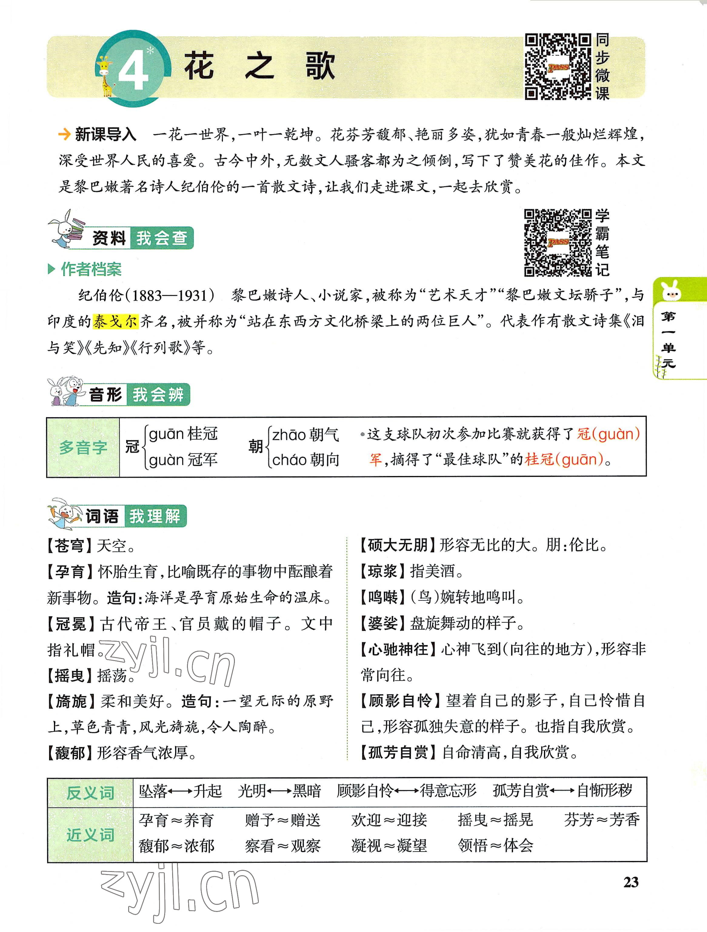 2022年教材課本六年級(jí)語(yǔ)文上冊(cè)人教版 參考答案第23頁(yè)