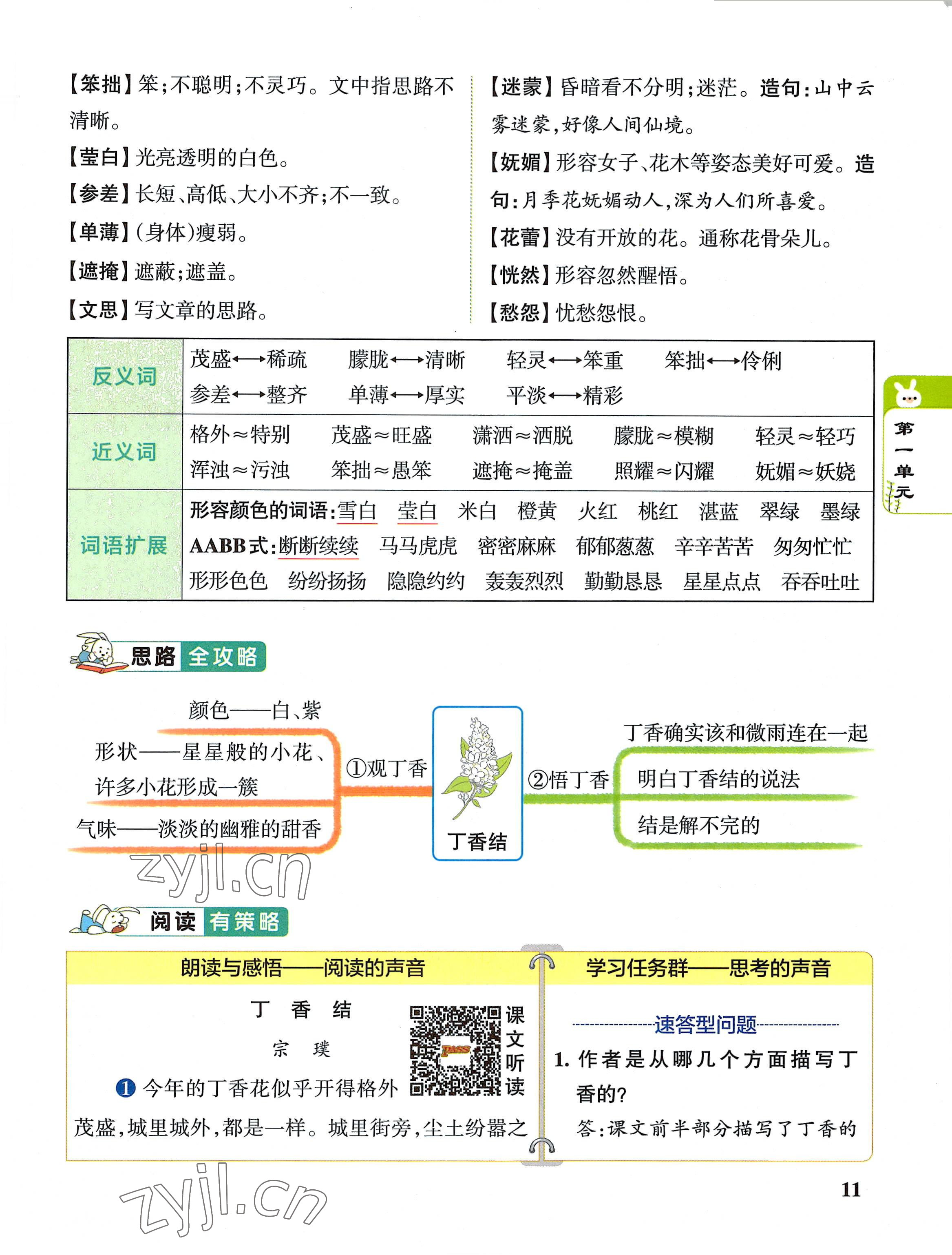 2022年教材課本六年級語文上冊人教版 參考答案第11頁