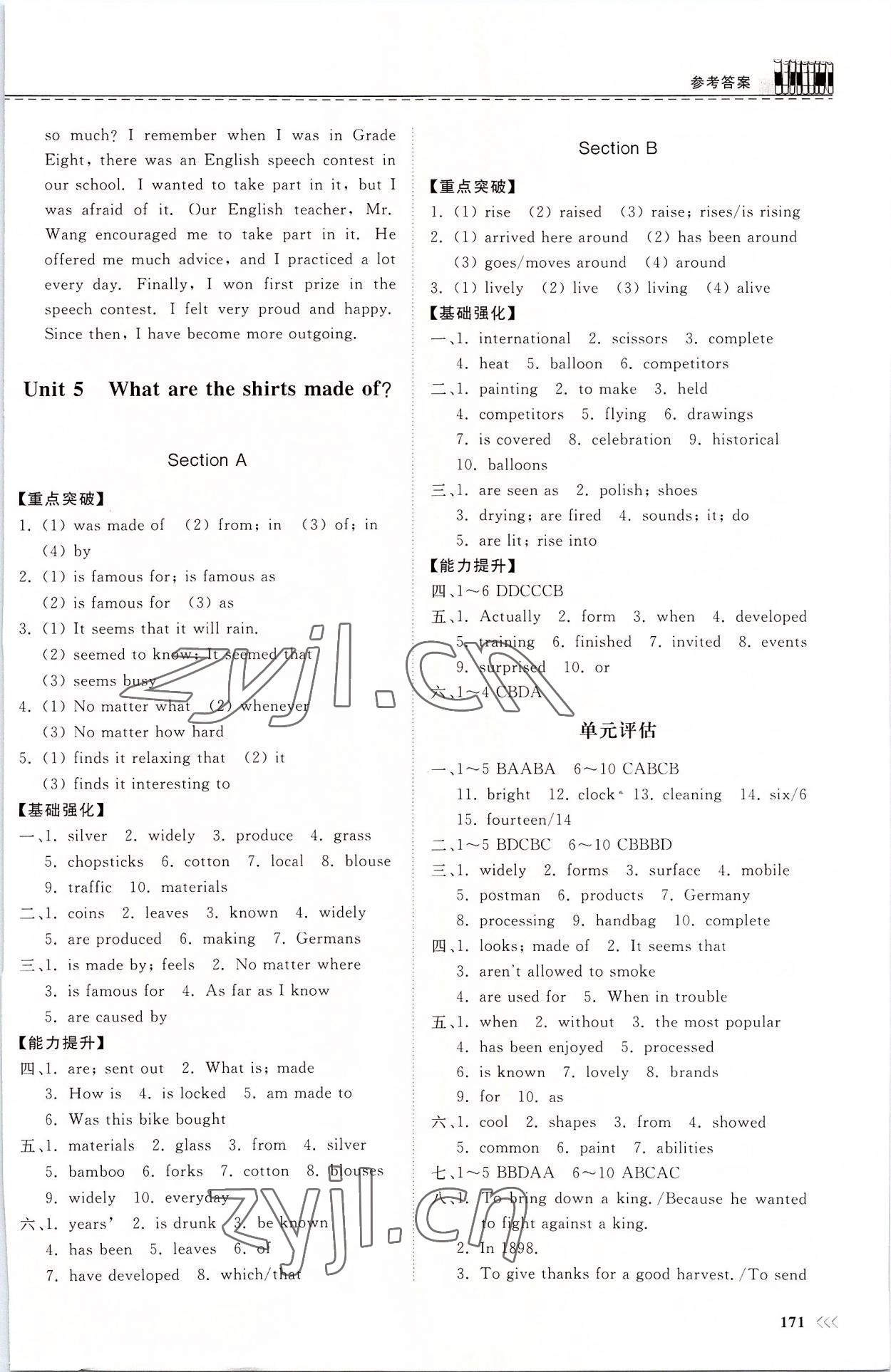 2022年同步練習(xí)冊山東科學(xué)技術(shù)出版社九年級英語全一冊人教版 第5頁