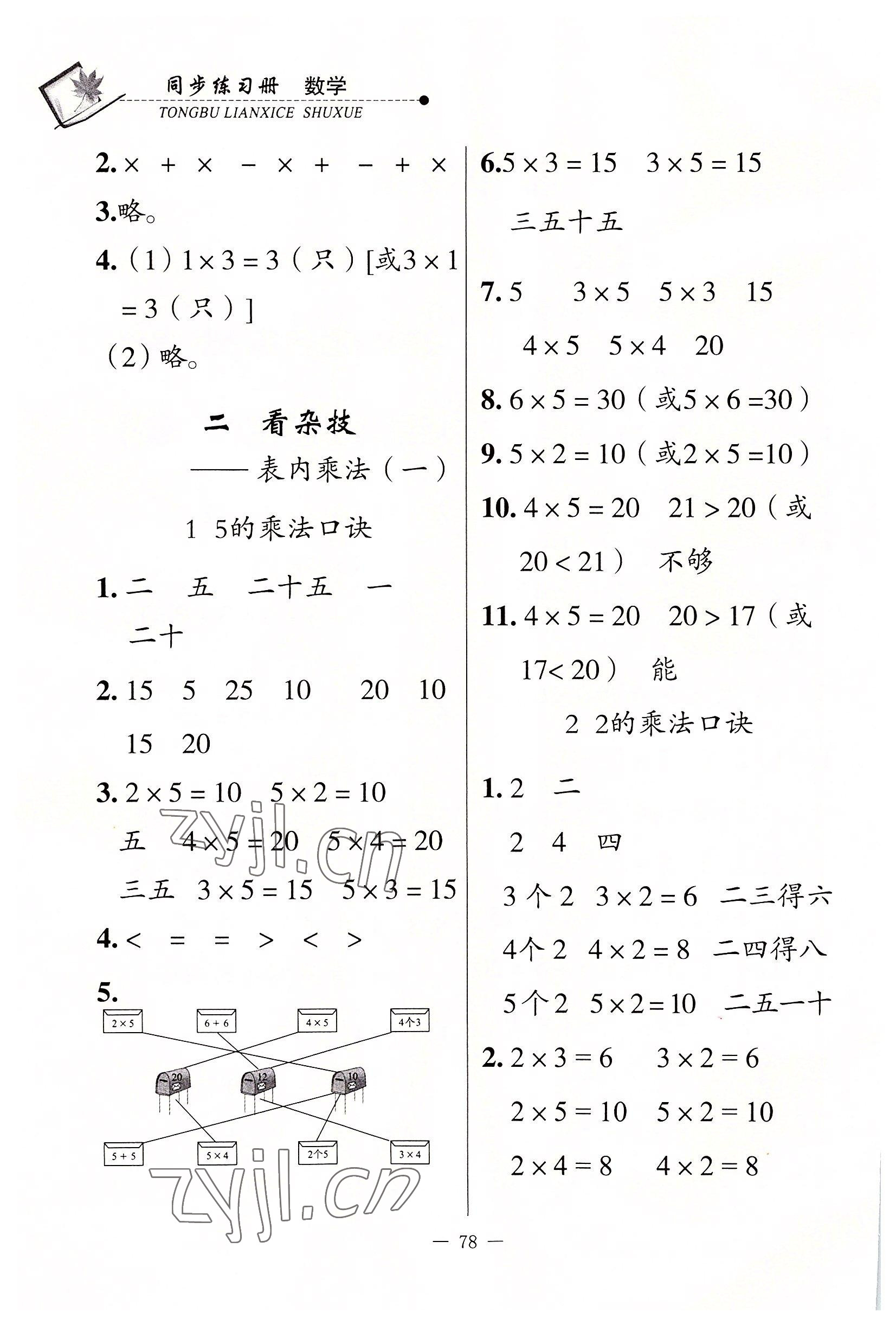 2022年同步練習(xí)冊(cè)山東科學(xué)技術(shù)出版社二年級(jí)數(shù)學(xué)上冊(cè)青島版 第2頁(yè)