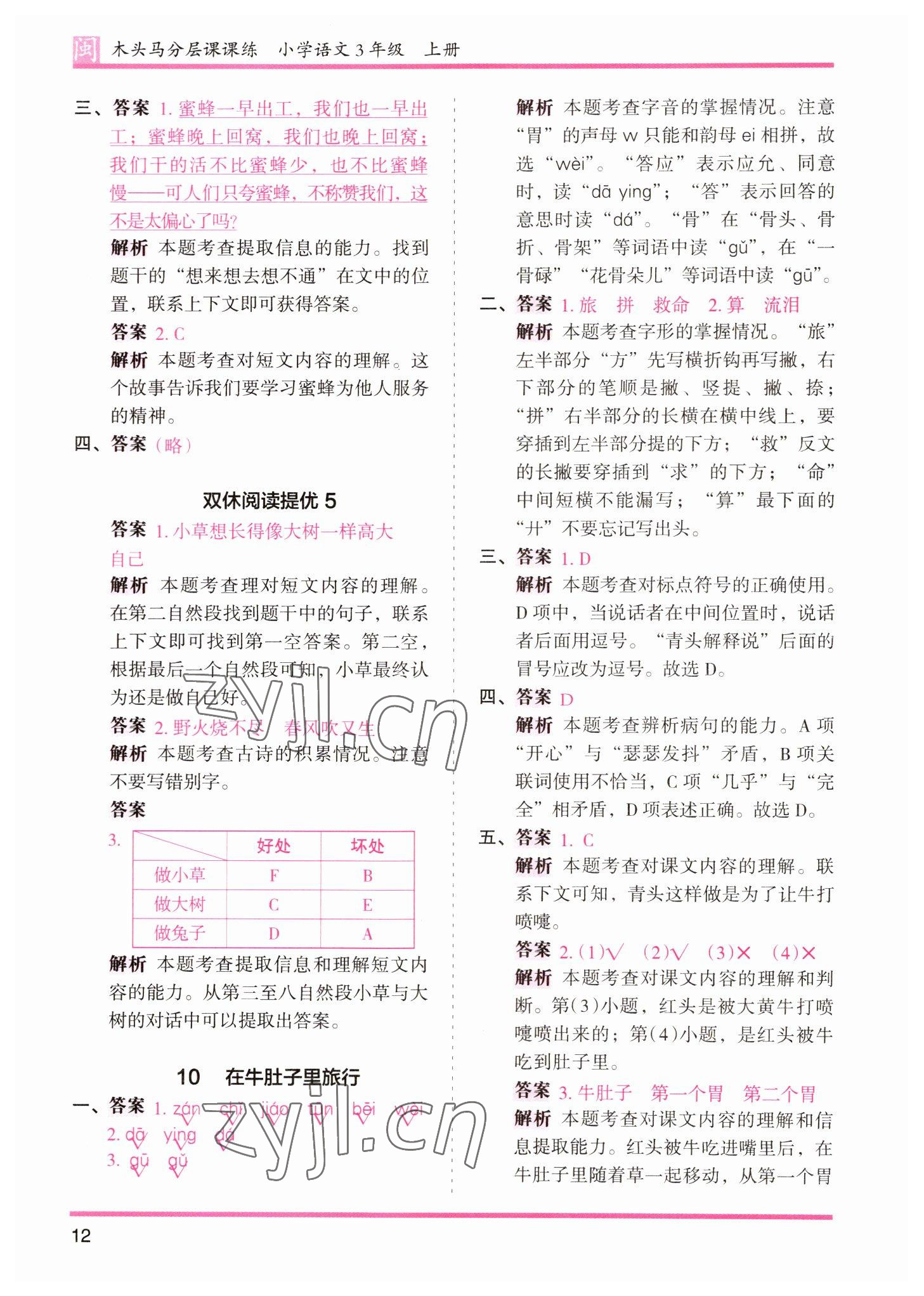 2022年木頭馬分層課課練三年級語文上冊人教版福建專版 第12頁