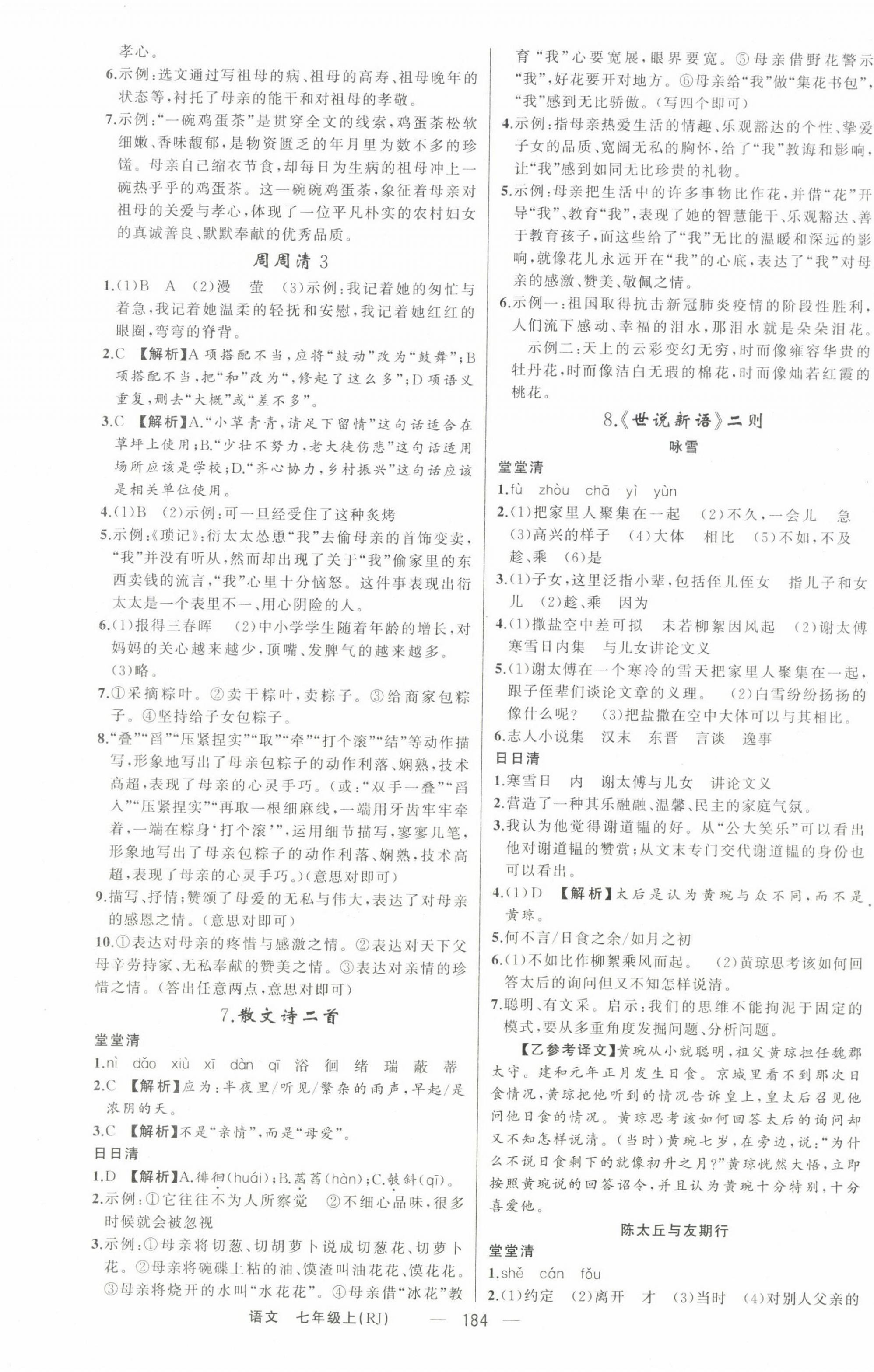 2022年四清導(dǎo)航七年級語文上冊人教版河南專版 第4頁