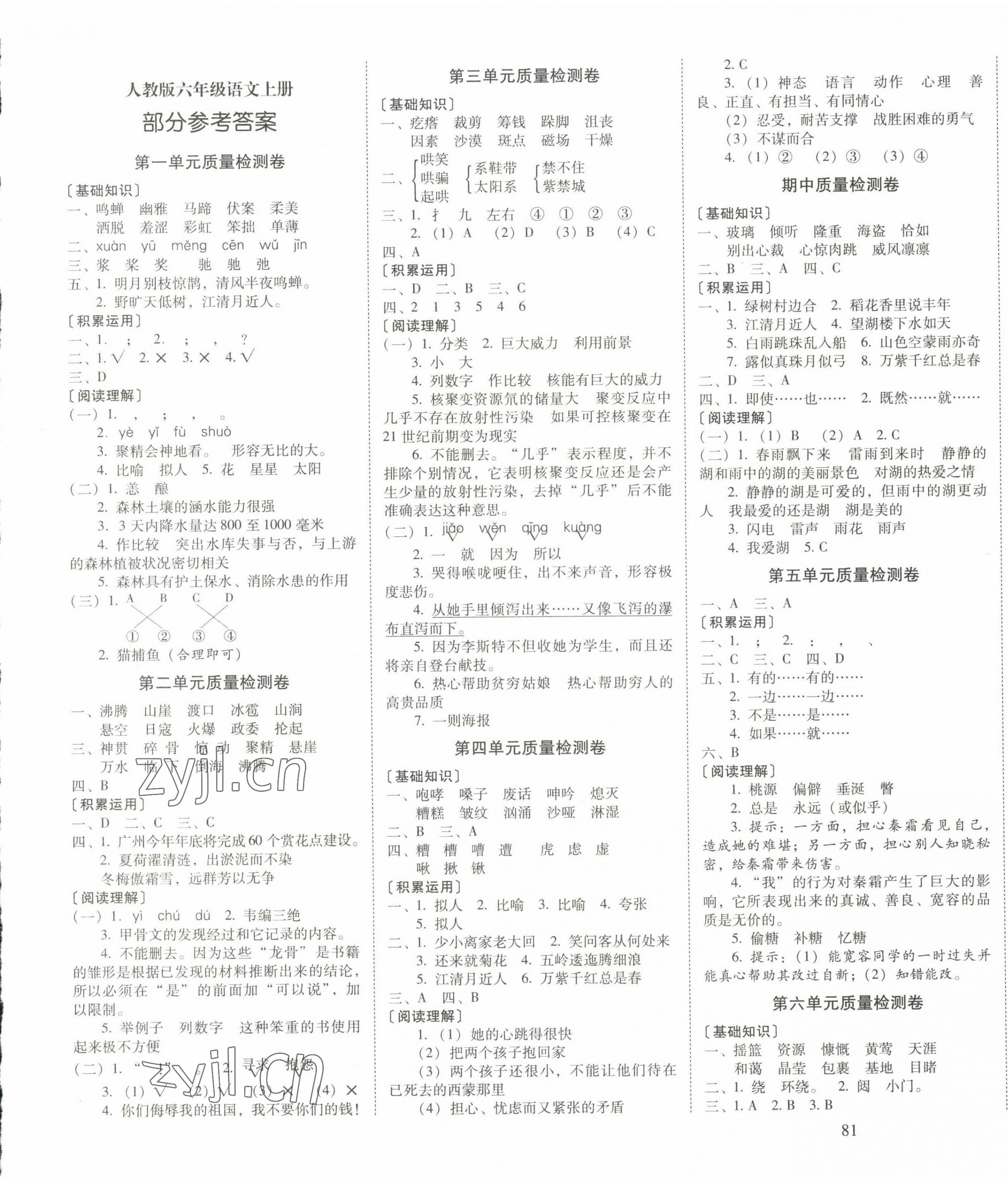 2022年云南師大附小一線名師核心試卷六年級(jí)語(yǔ)文上冊(cè)人教版 第1頁(yè)