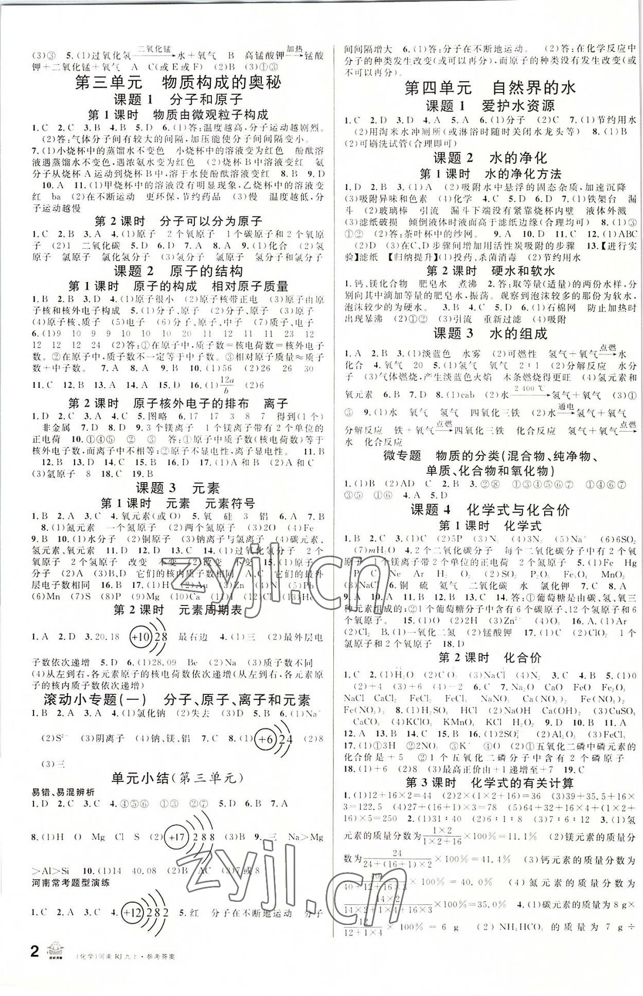 2022年名校課堂九年級(jí)化學(xué)上冊(cè)人教版河南專版 第2頁