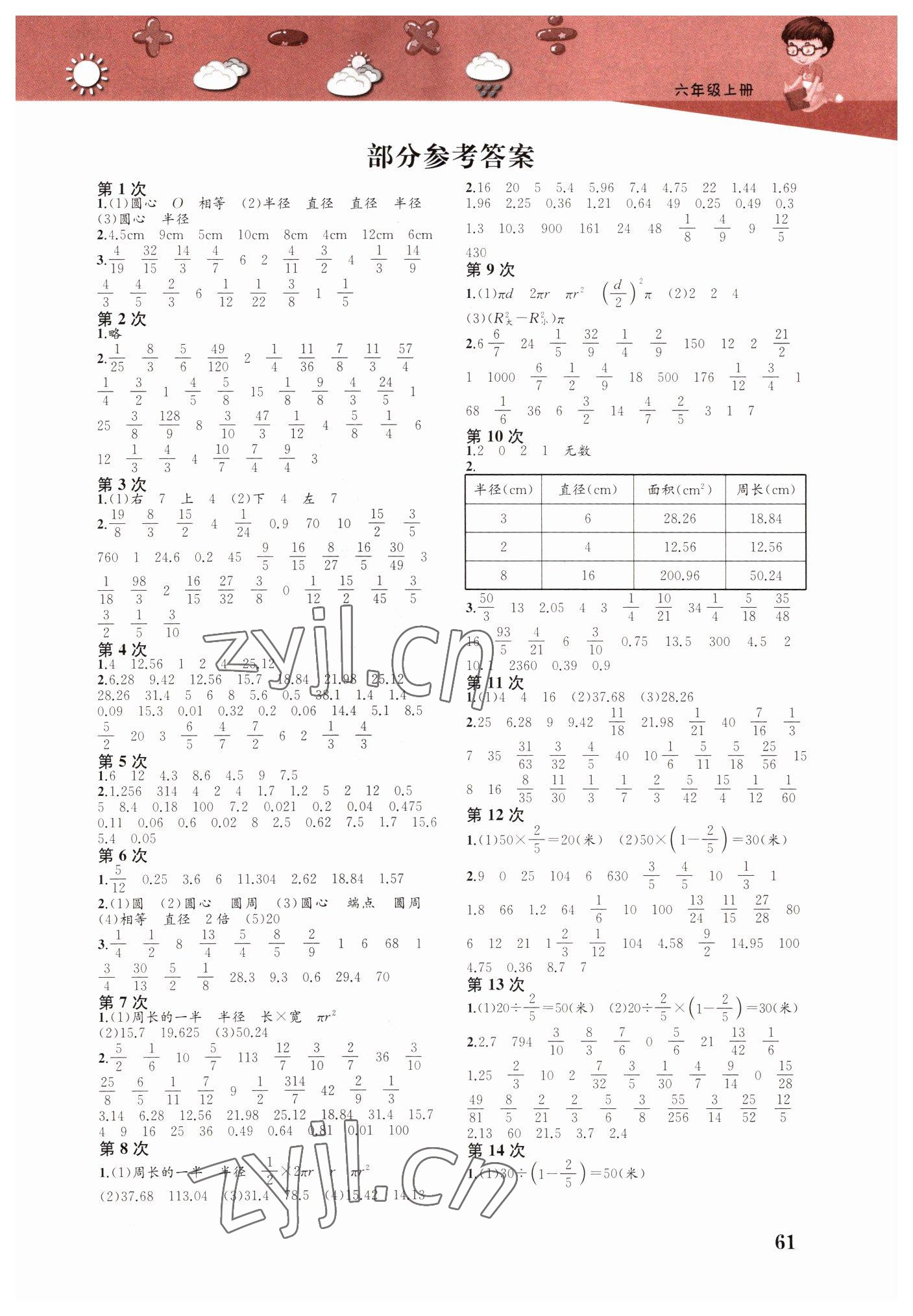 2022年快速口算本六年級上冊北師大版 第1頁