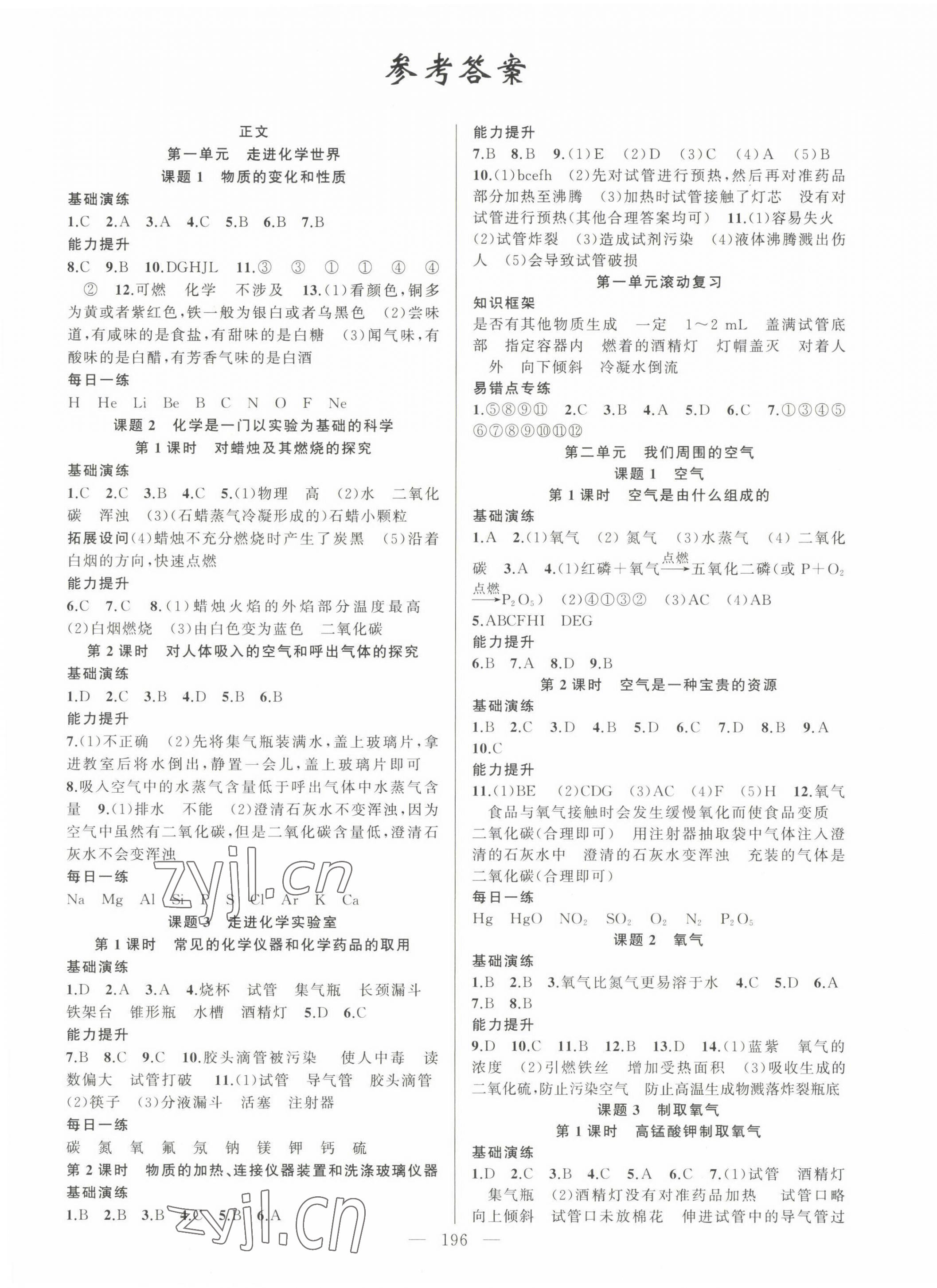 2022年原創(chuàng)新課堂九年級化學(xué)全一冊人教版深圳專版 第1頁