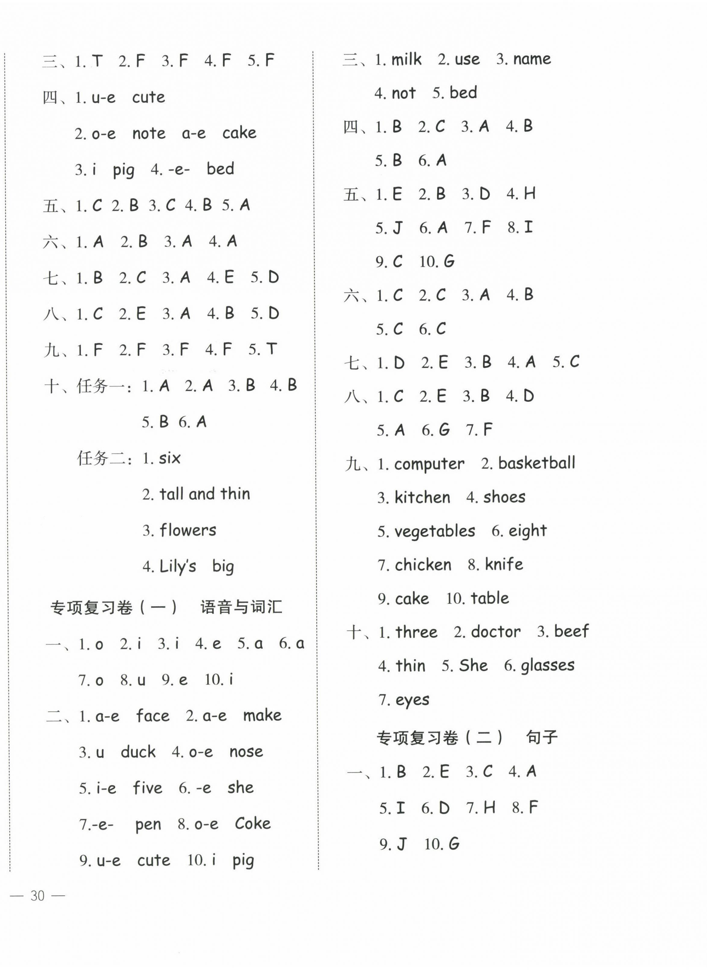 2022年名師面對(duì)面先學(xué)后練四年級(jí)英語上冊(cè)人教版 參考答案第4頁