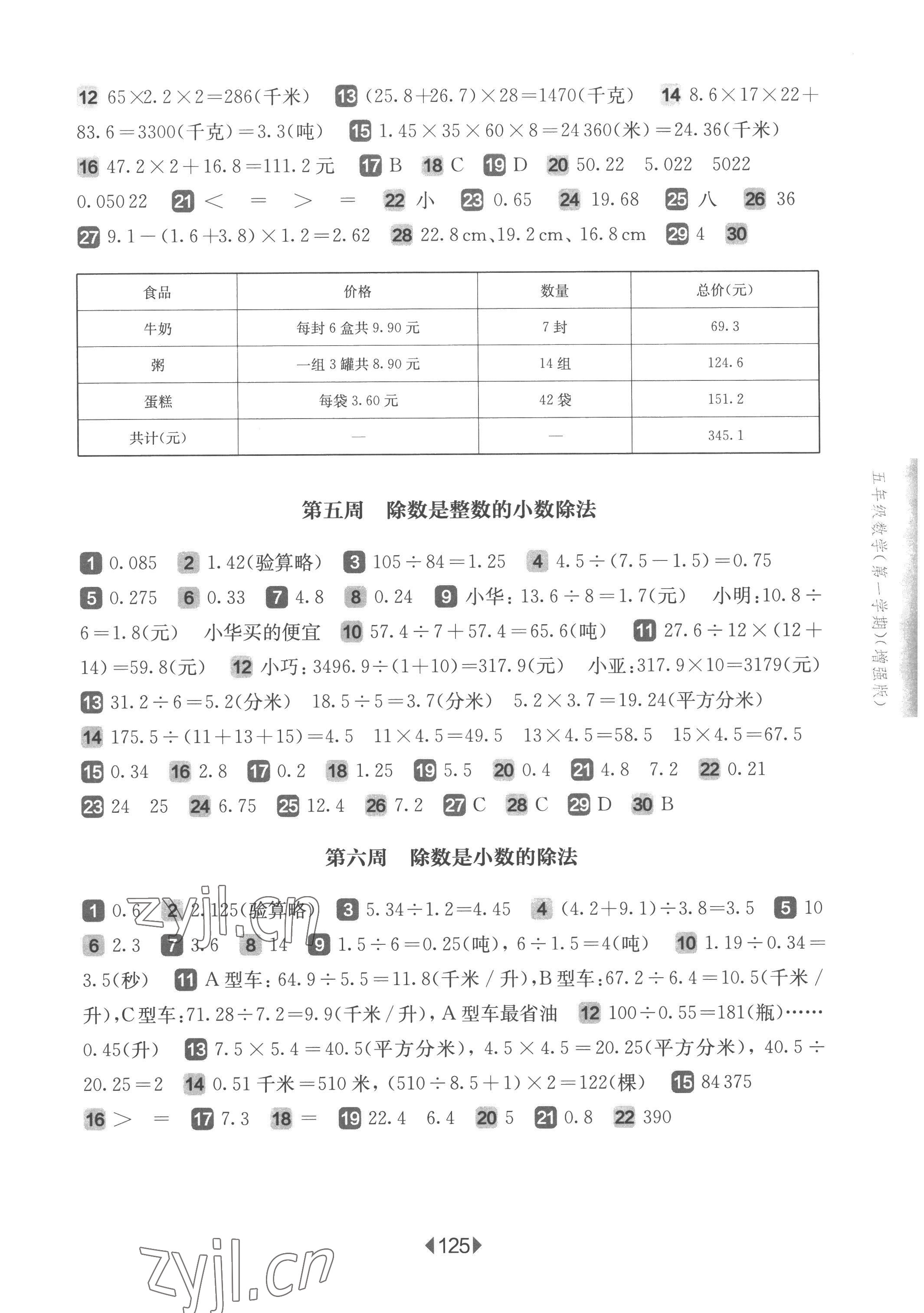 2022年華東師大版一課一練五年級數(shù)學(xué)第一學(xué)期滬教版五四制增強版 參考答案第3頁