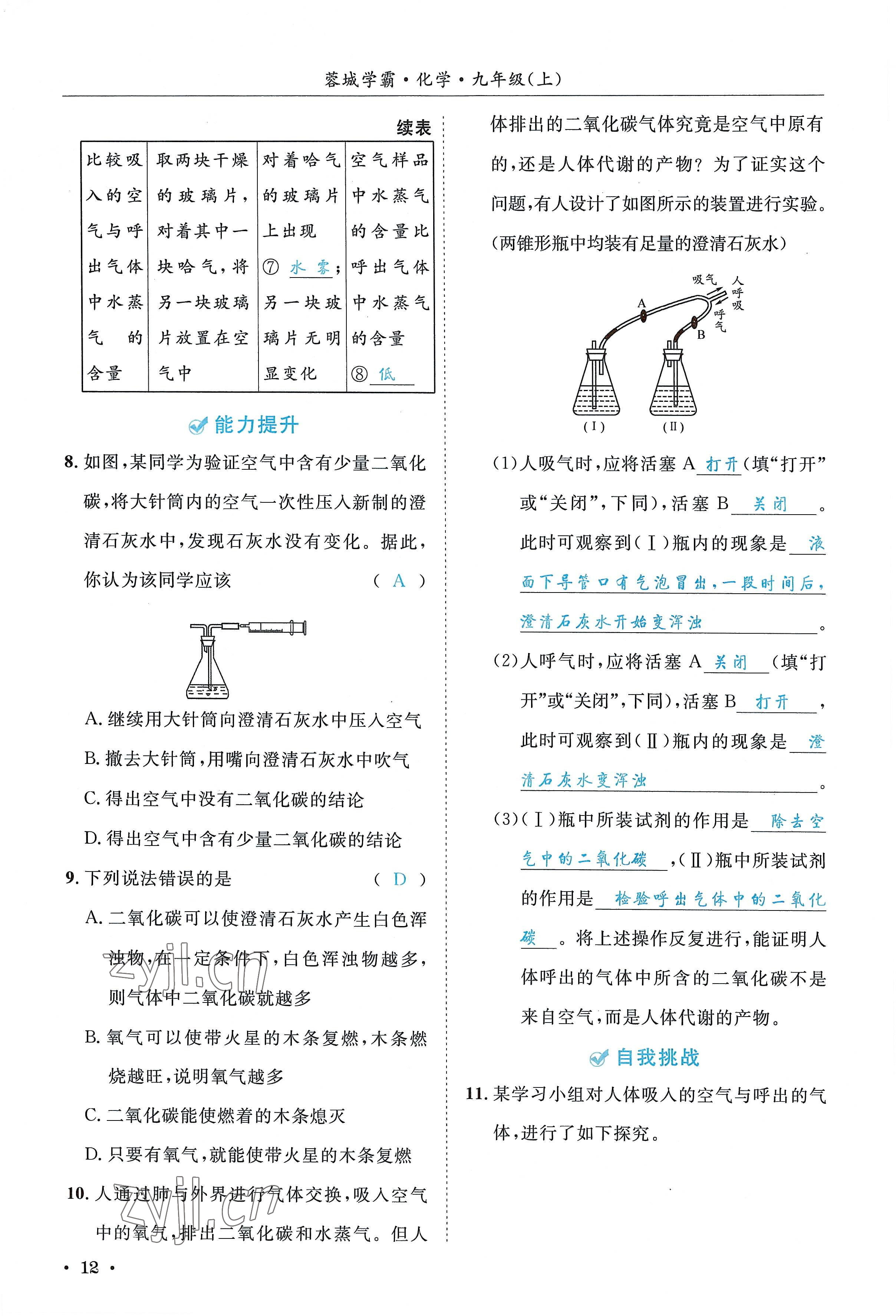 2022年蓉城學(xué)霸九年級化學(xué)上冊人教版 參考答案第12頁