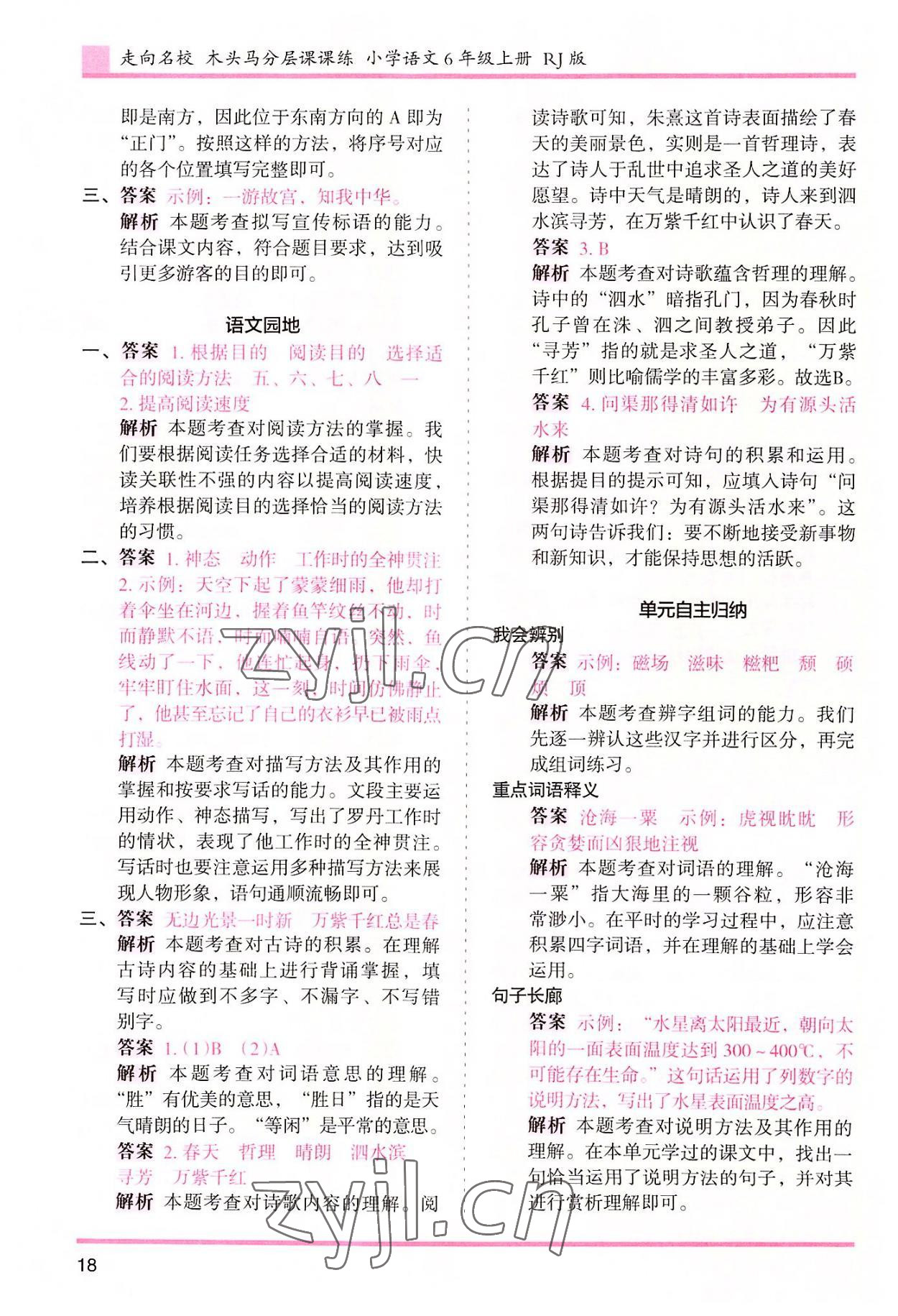 2022年木頭馬分層課課練六年級(jí)語(yǔ)文上冊(cè)人教版浙江專版 第18頁(yè)