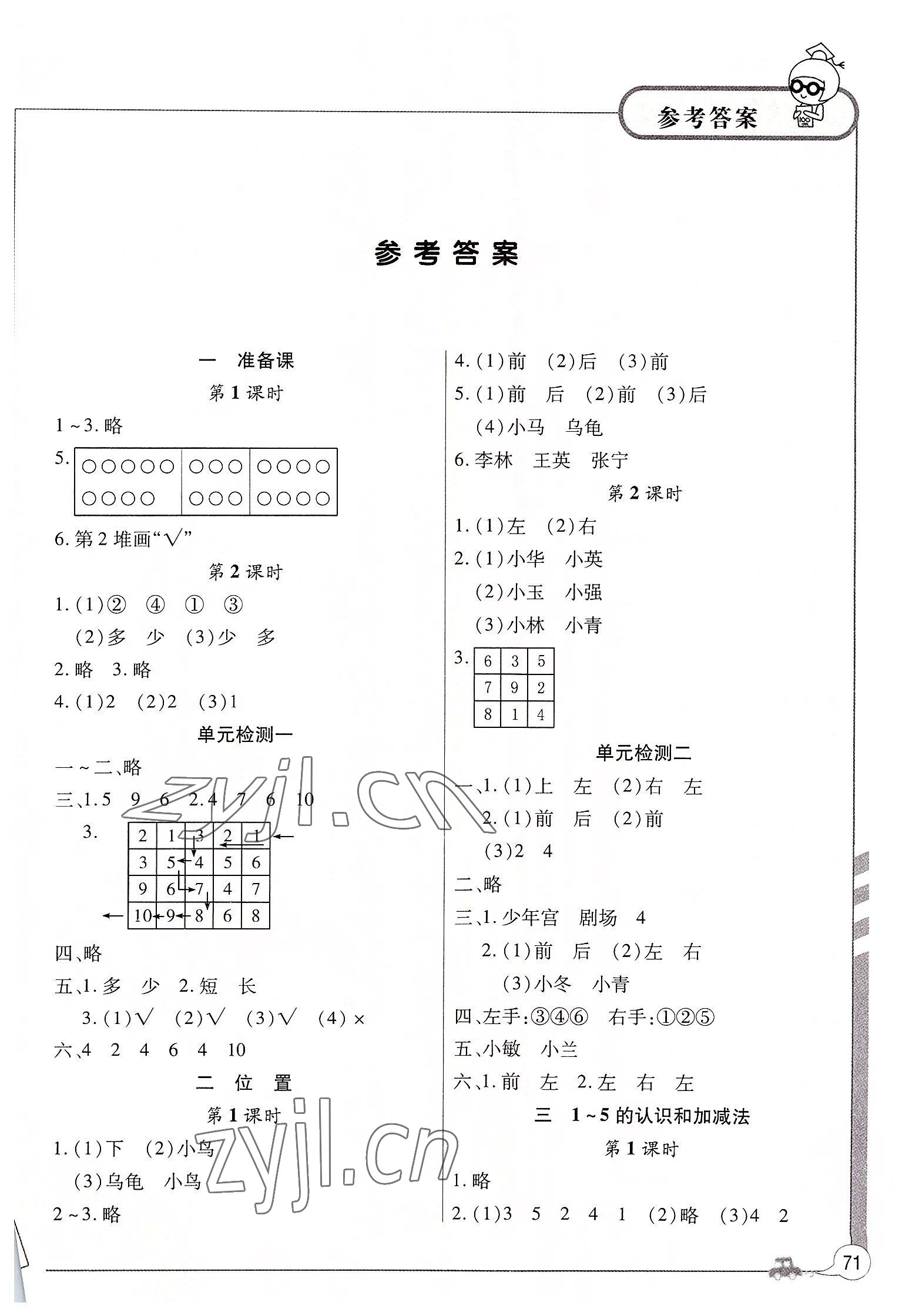 2022年新课堂课堂作业一年级数学上册人教版 第1页