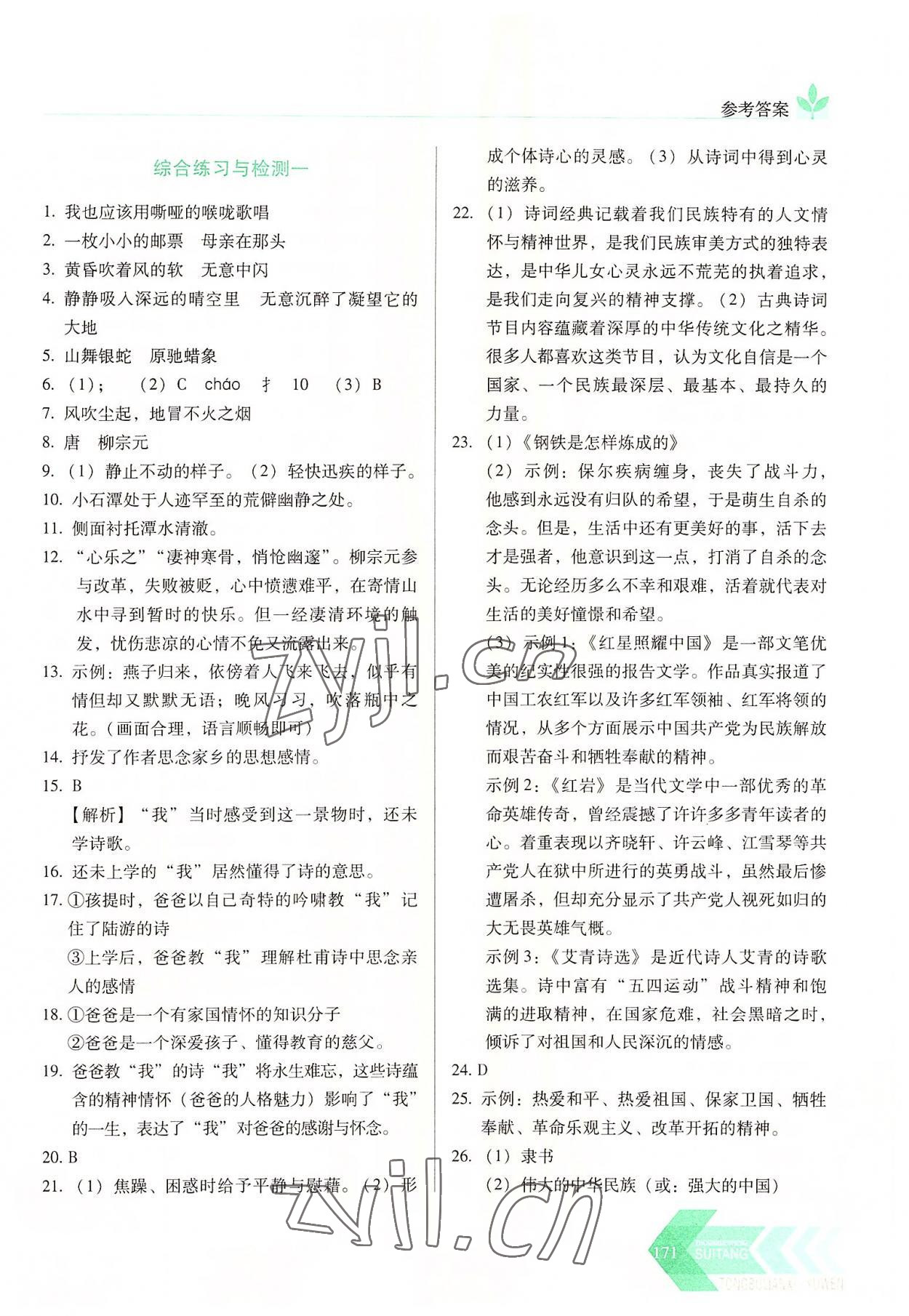 2022年随堂同步练习九年级语文上册人教版 第5页