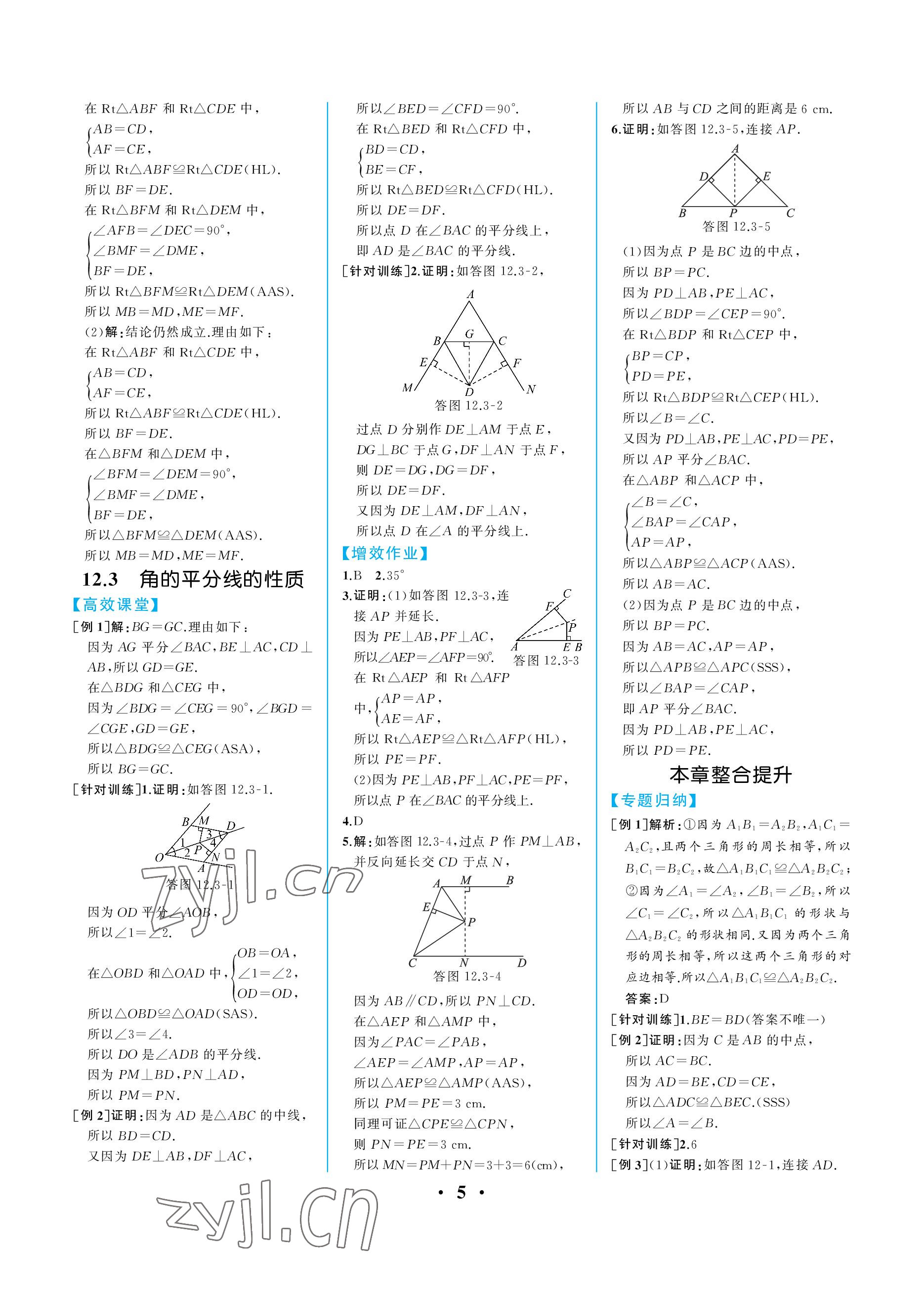 2022年人教金学典同步解析与测评八年级数学上册人教版重庆专版 参考答案第5页