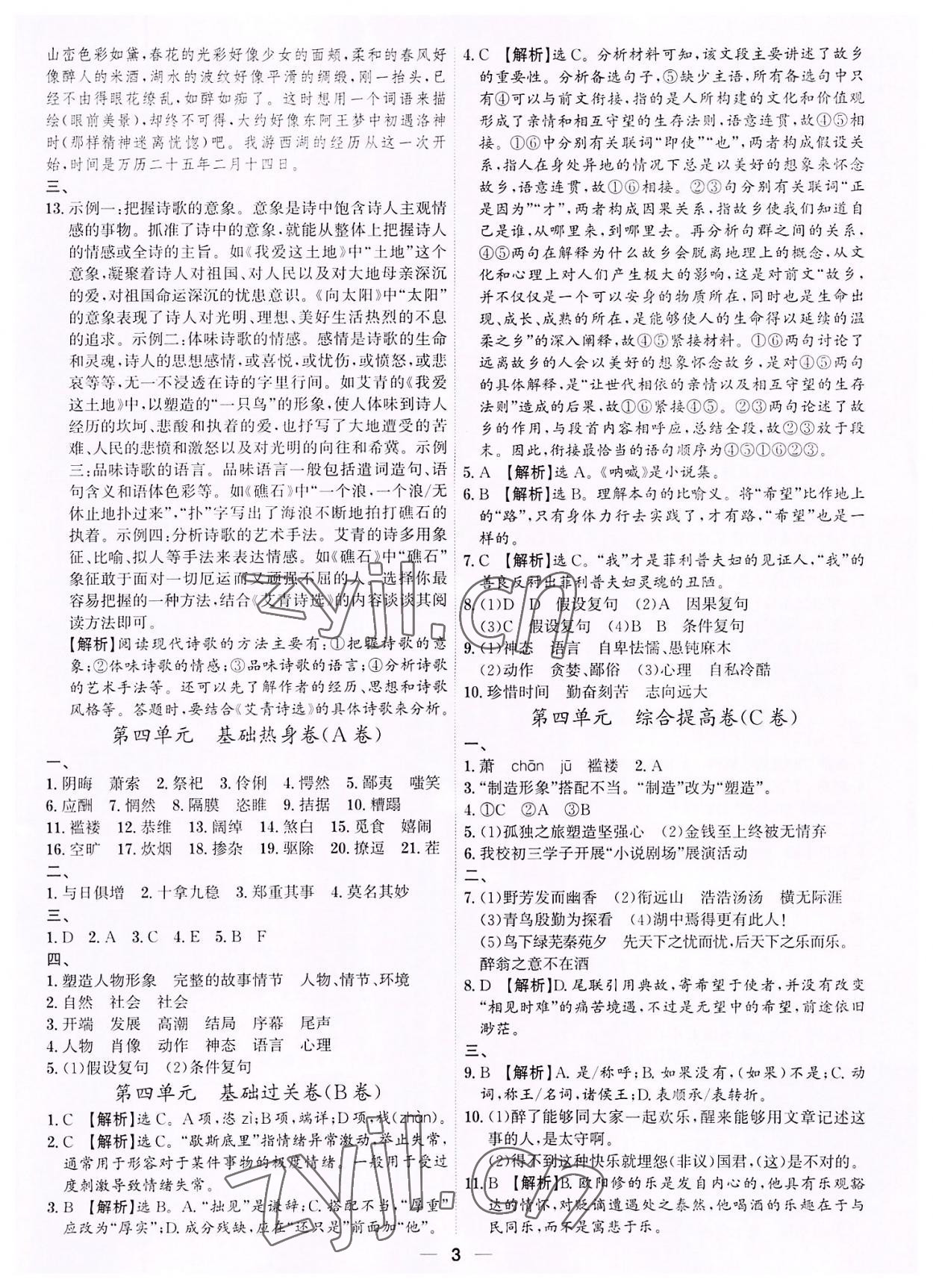 2022年考點專練九年級語文全一冊人教版深圳專版 第3頁