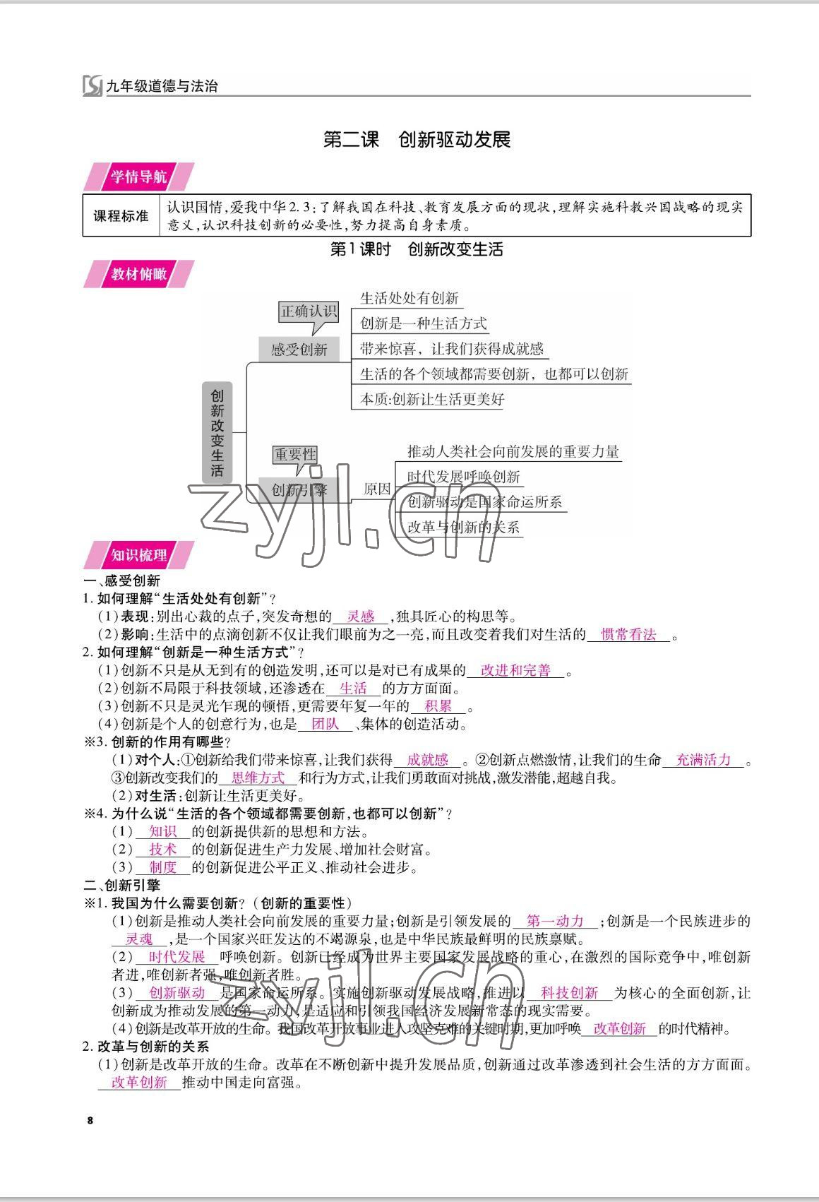 2022年我的作業(yè)九年級(jí)道德與法治上冊(cè)人教版 參考答案第19頁