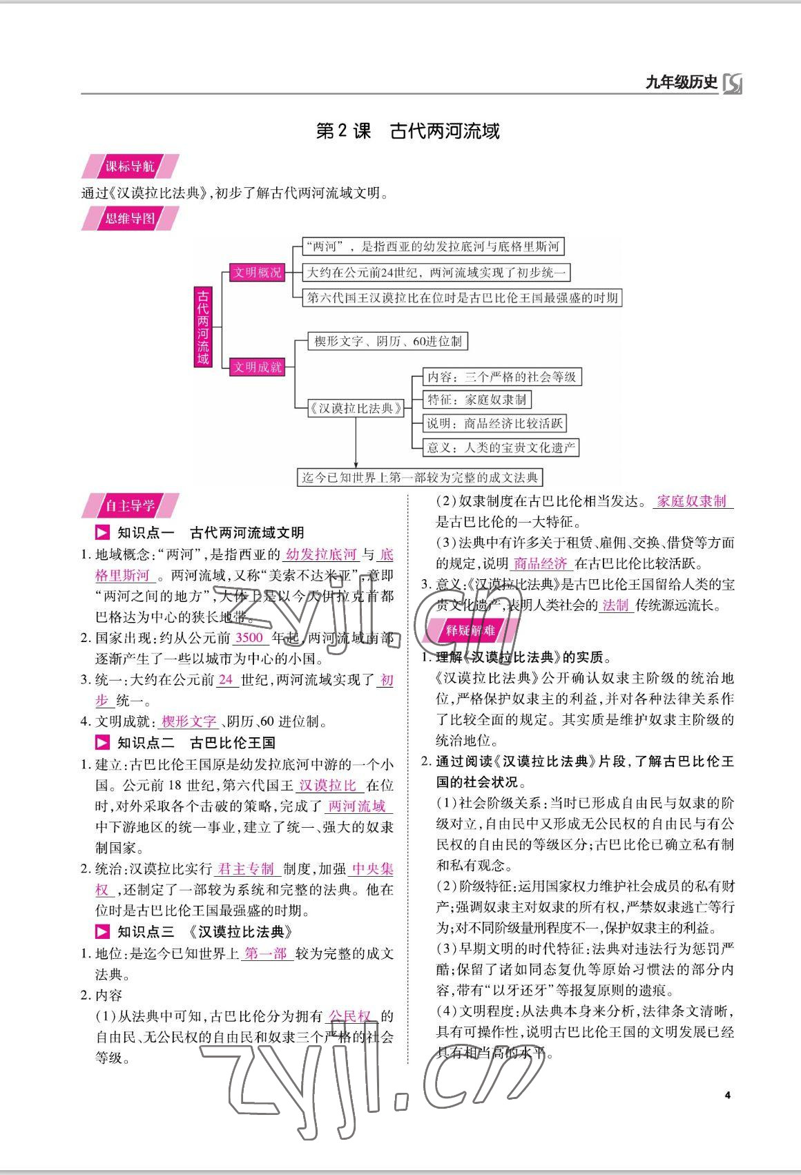 2022年我的作業(yè)九年級歷史上冊人教版 參考答案第7頁