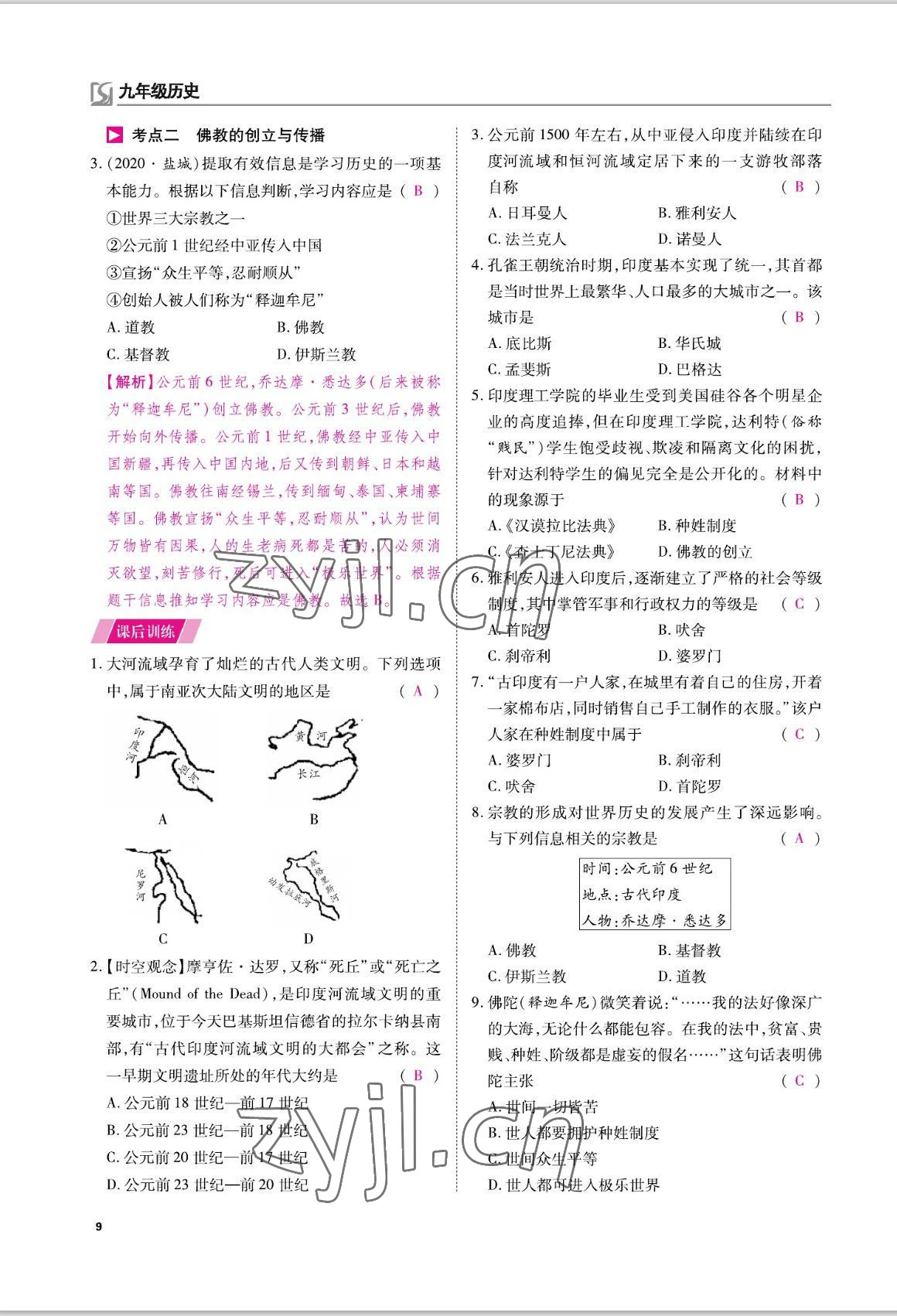 2022年我的作業(yè)九年級歷史上冊人教版 參考答案第12頁