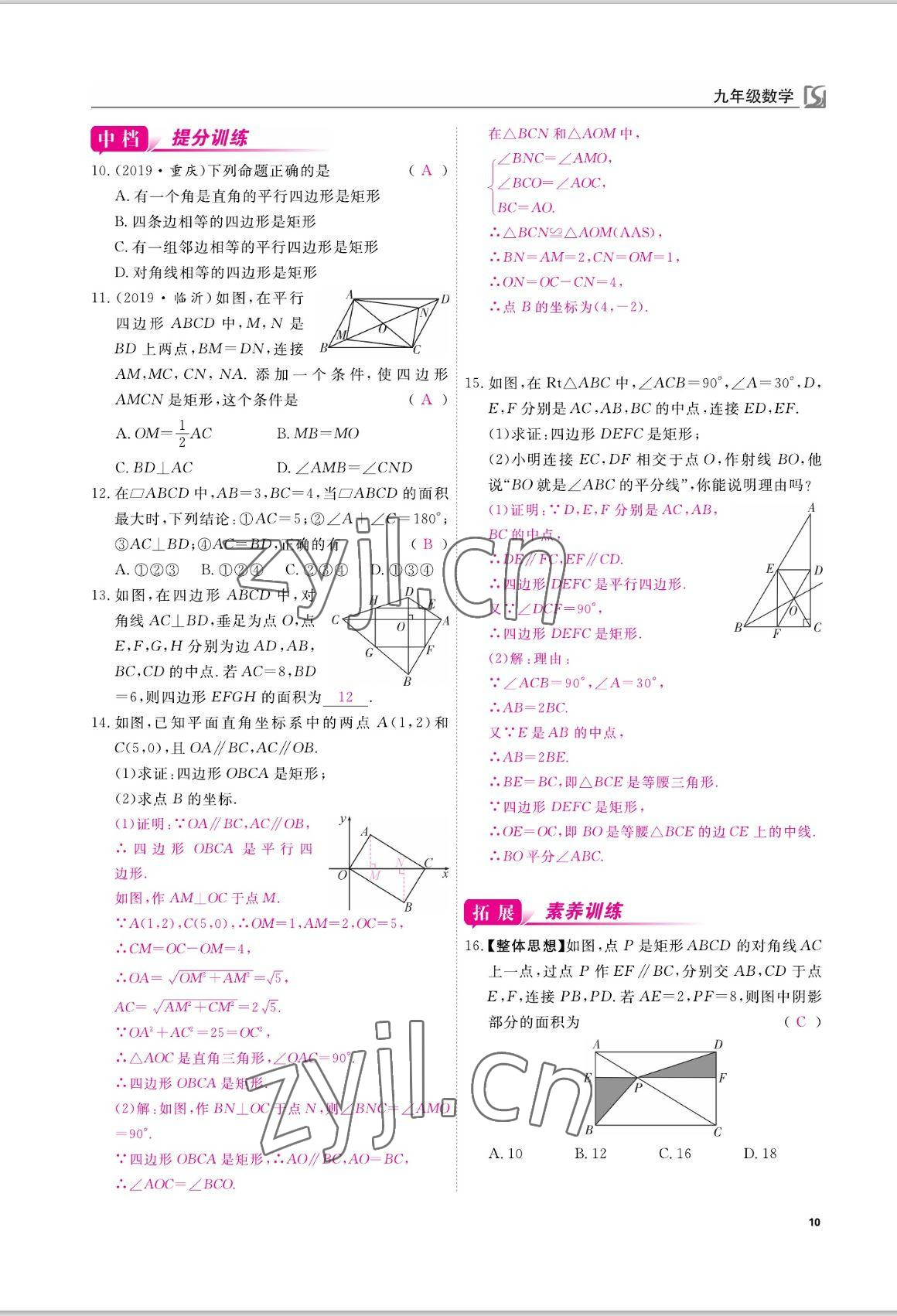 2022年我的作业九年级数学上册北师大版 参考答案第10页