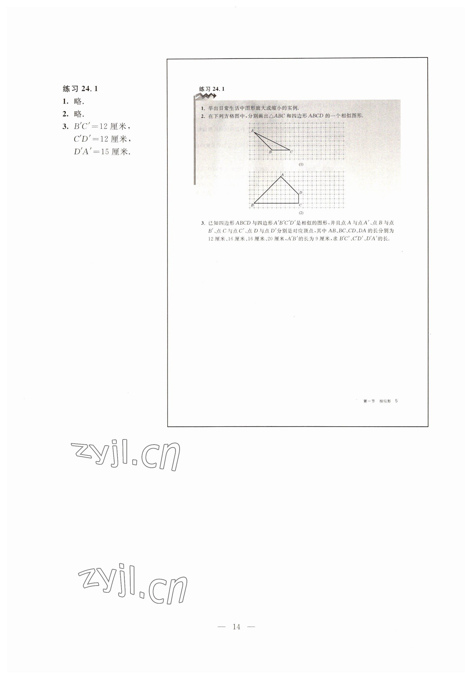 2022年教材課本九年級(jí)數(shù)學(xué)第一學(xué)期滬教版54制 參考答案第9頁(yè)