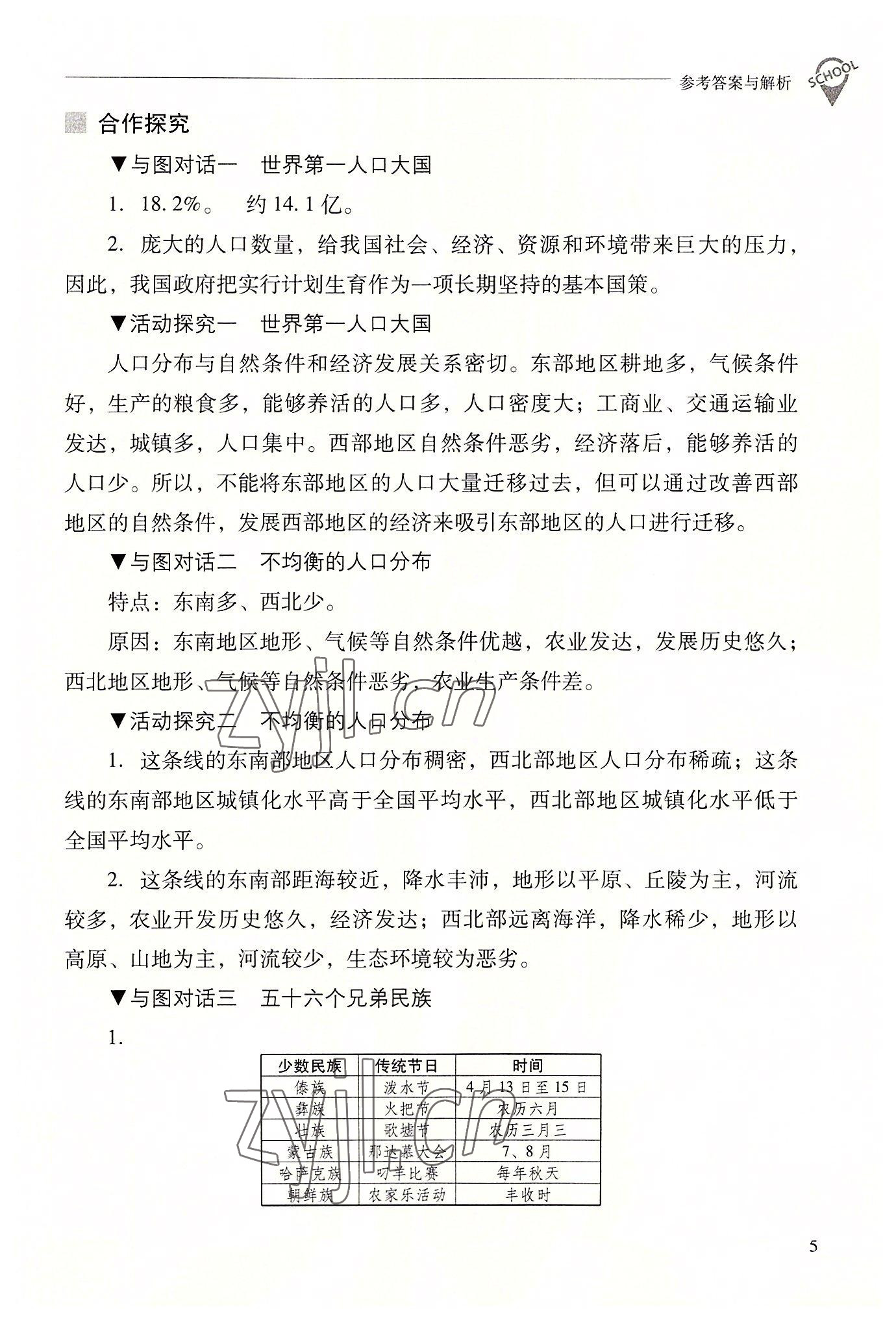 2022年新課程問題解決導(dǎo)學(xué)方案八年級地理上冊晉教版 參考答案第5頁