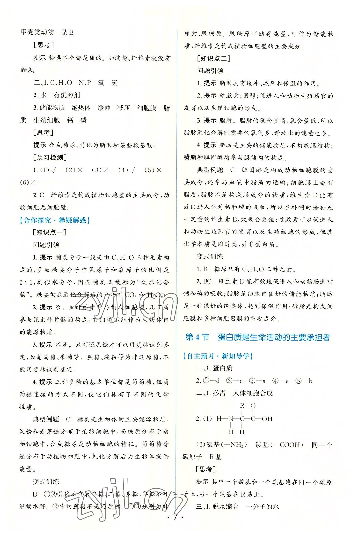 2022年高中同步測(cè)控優(yōu)化設(shè)計(jì)生物必修1分子與細(xì)胞增強(qiáng)版 參考答案第6頁(yè)