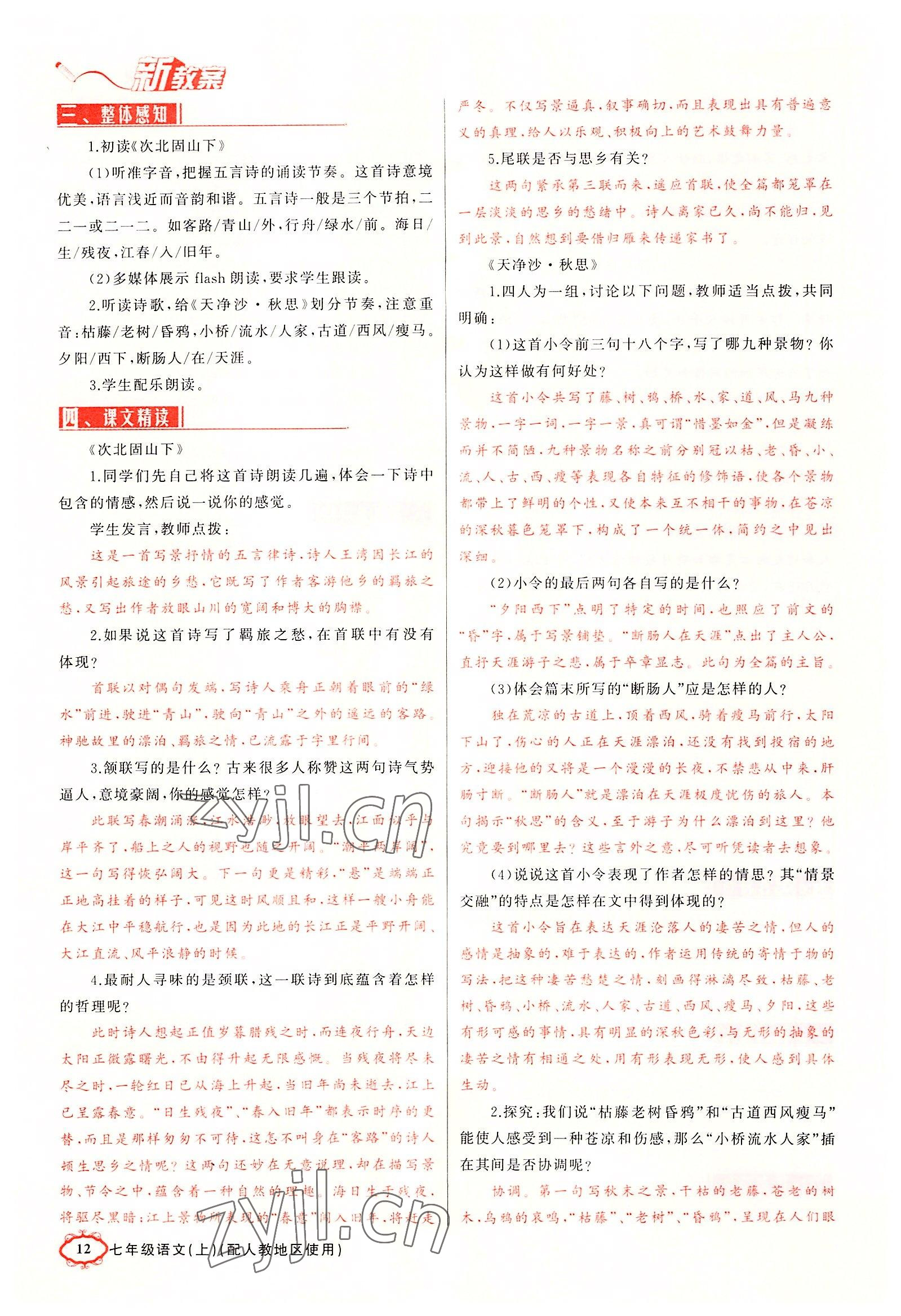 2022年四清導(dǎo)航七年級語文上冊人教版黃岡專版 參考答案第66頁