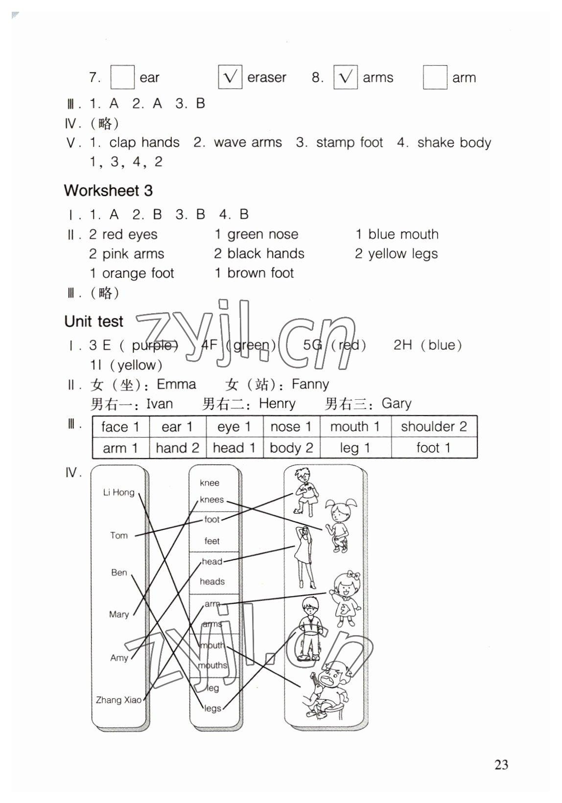 2022年乐学课堂同步巩固三年级英语上册人教版&nbsp;第7页
