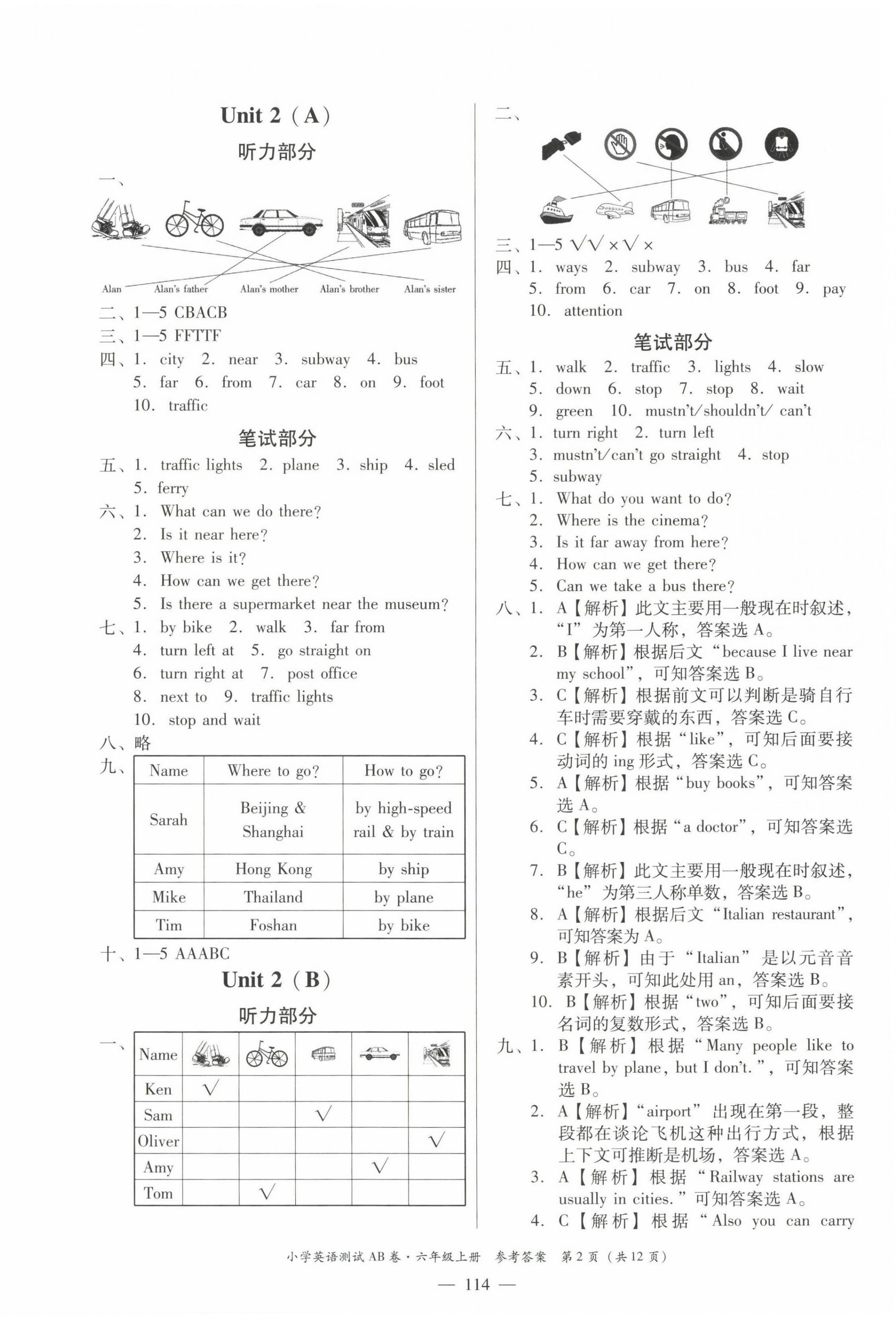 2022年小學英語測試AB卷六年級英語上冊人教版佛山專版 第2頁