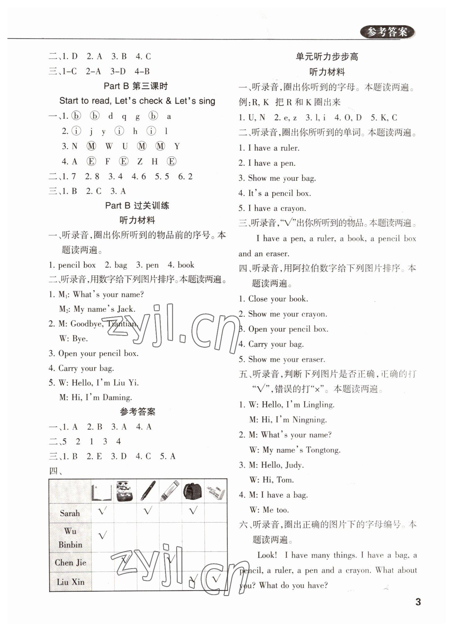 2022年?duì)钤蝗掏黄茖?dǎo)練測(cè)三年級(jí)英語(yǔ)上冊(cè)人教版佛山專版 參考答案第2頁(yè)