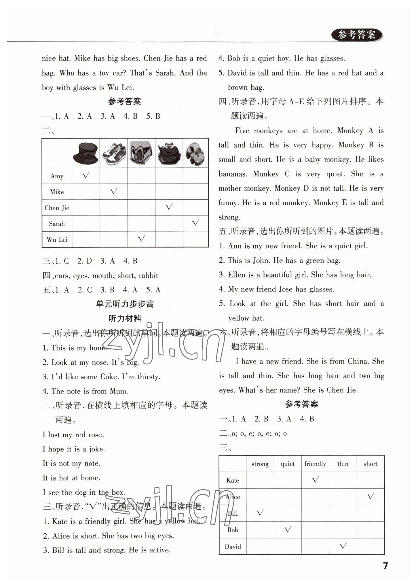 2022年?duì)钤蝗掏黄茖?dǎo)練測(cè)四年級(jí)英語上冊(cè)人教版佛山專版 參考答案第6頁