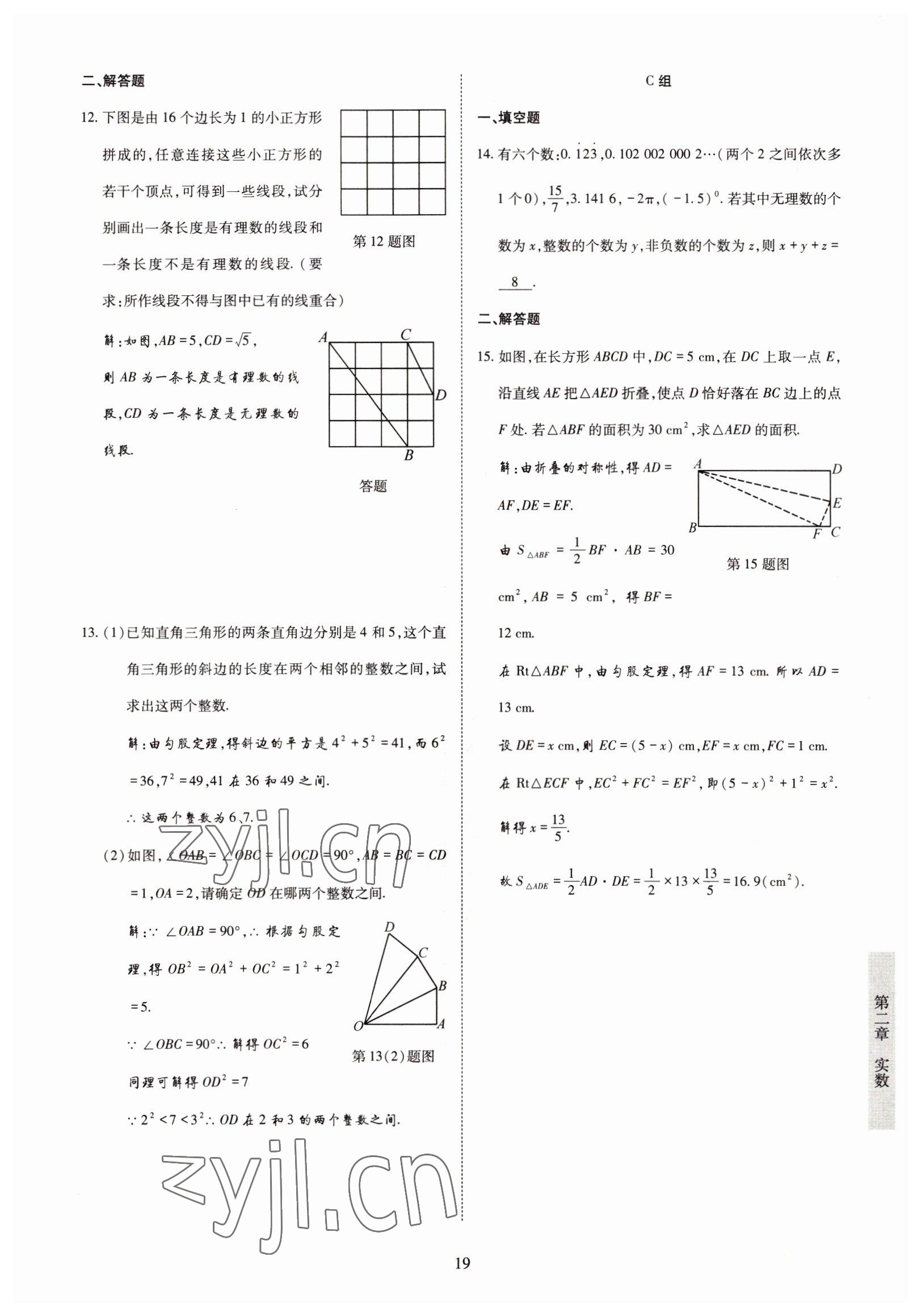 2022年金典訓(xùn)練八年級(jí)數(shù)學(xué)上冊(cè)北師大版 參考答案第14頁(yè)